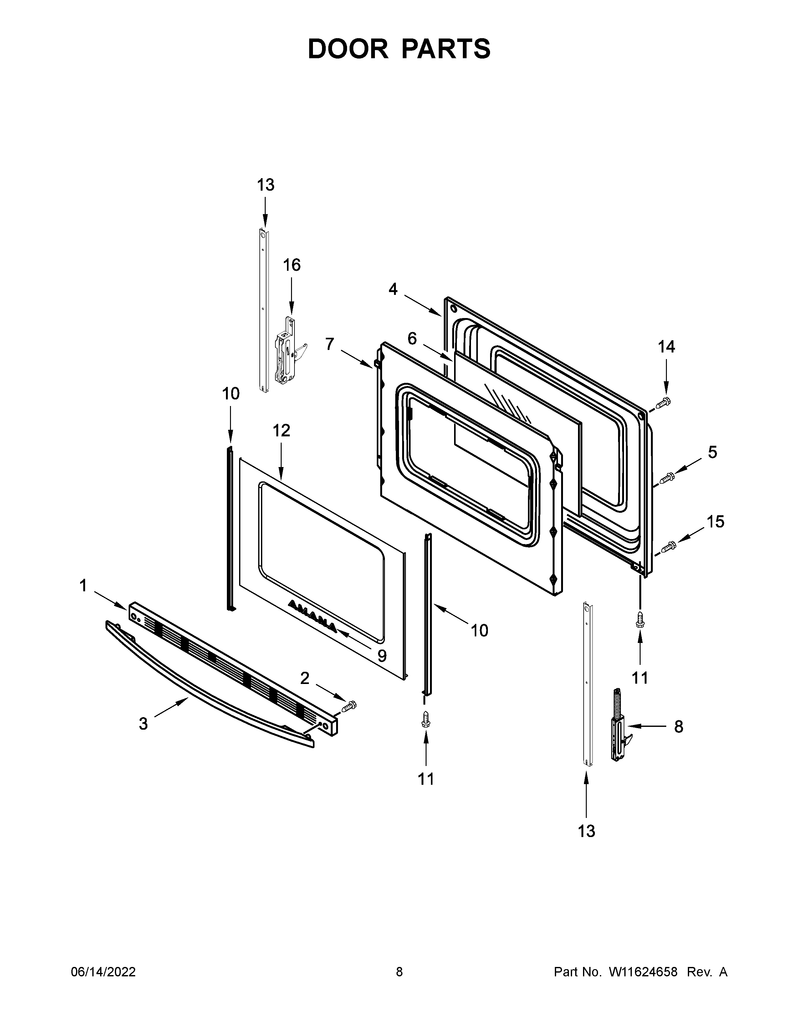Amana YAER6303MMS0 door parts diagram