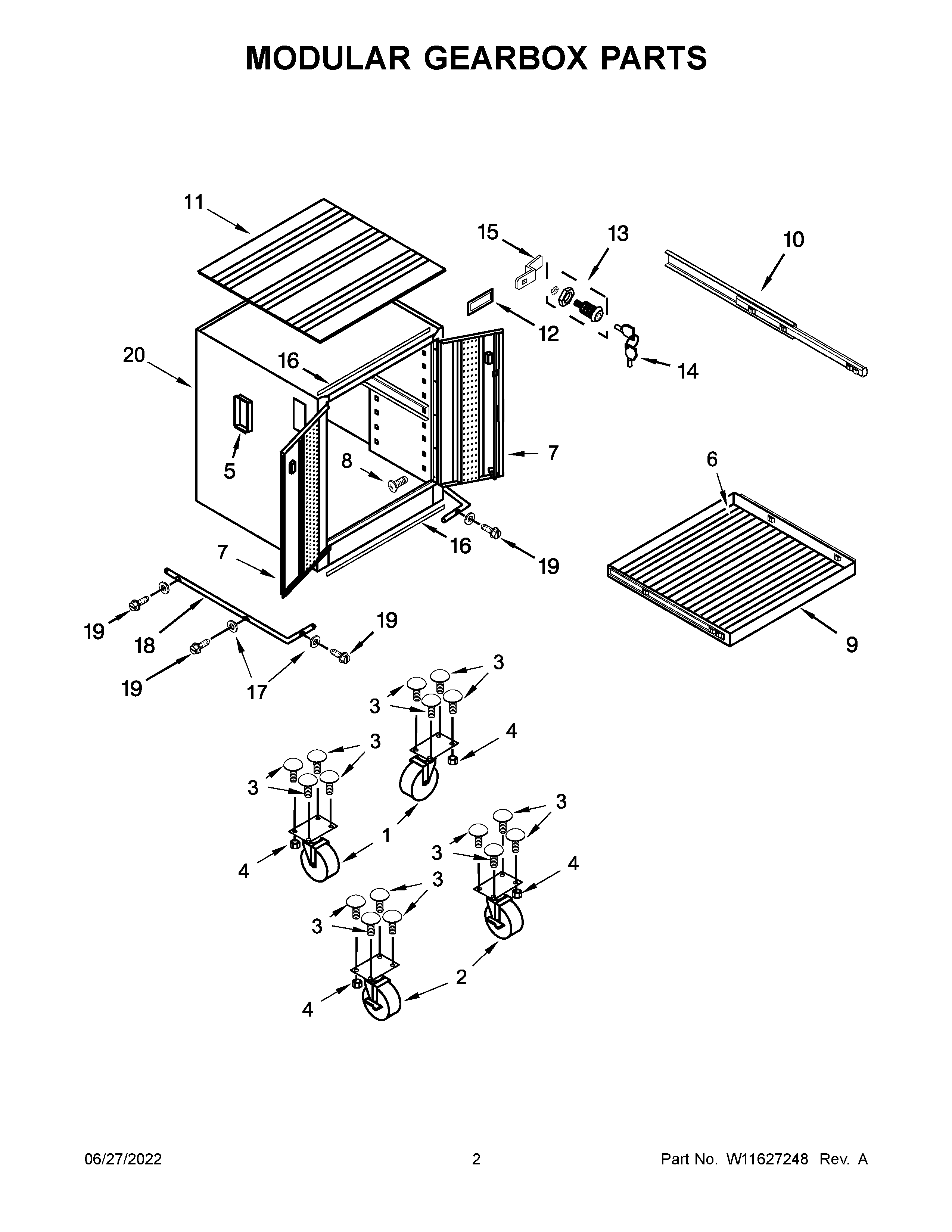 Gladiator GAGB272DLW00 modular gearbox parts diagram