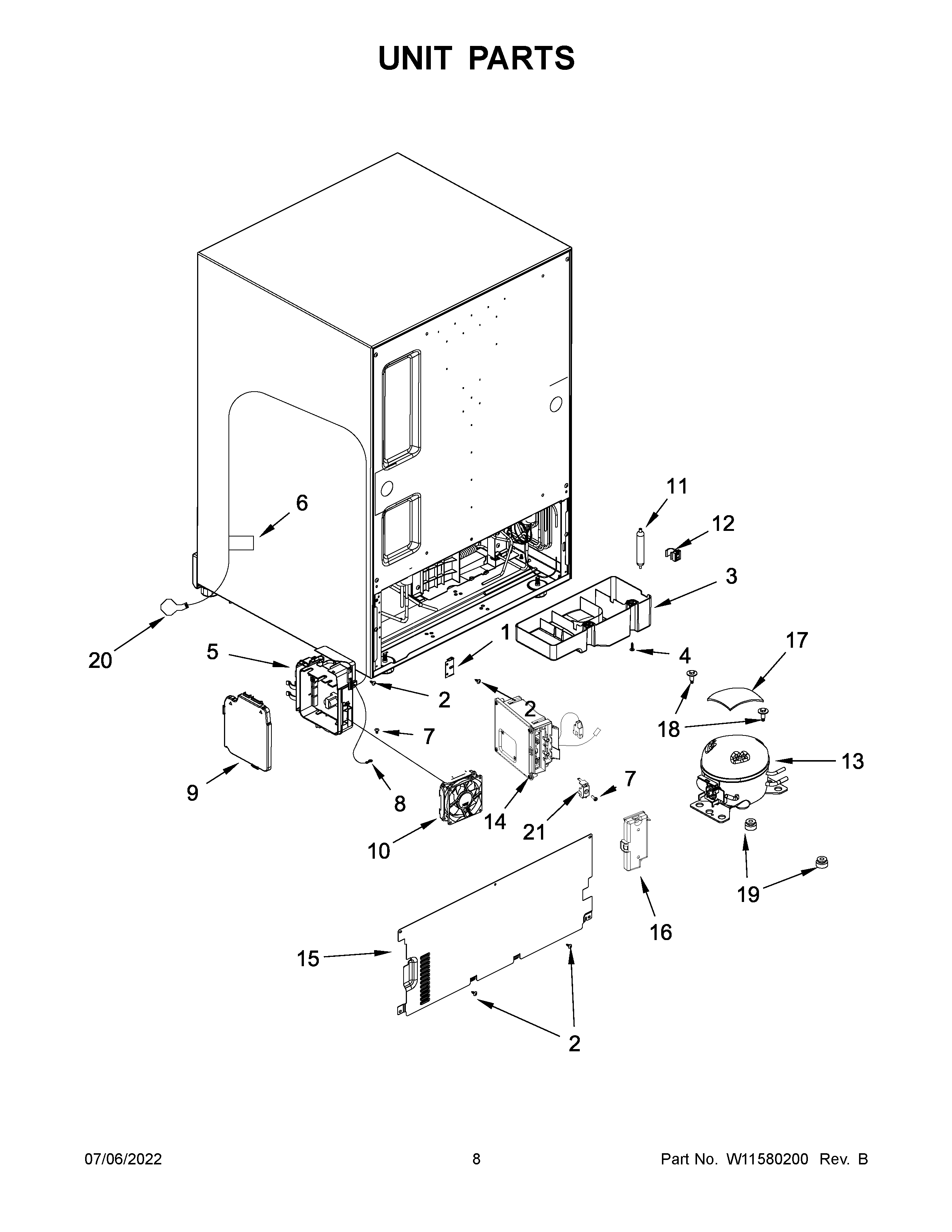 KitchenAid KUDF204KPA00 unit parts diagram