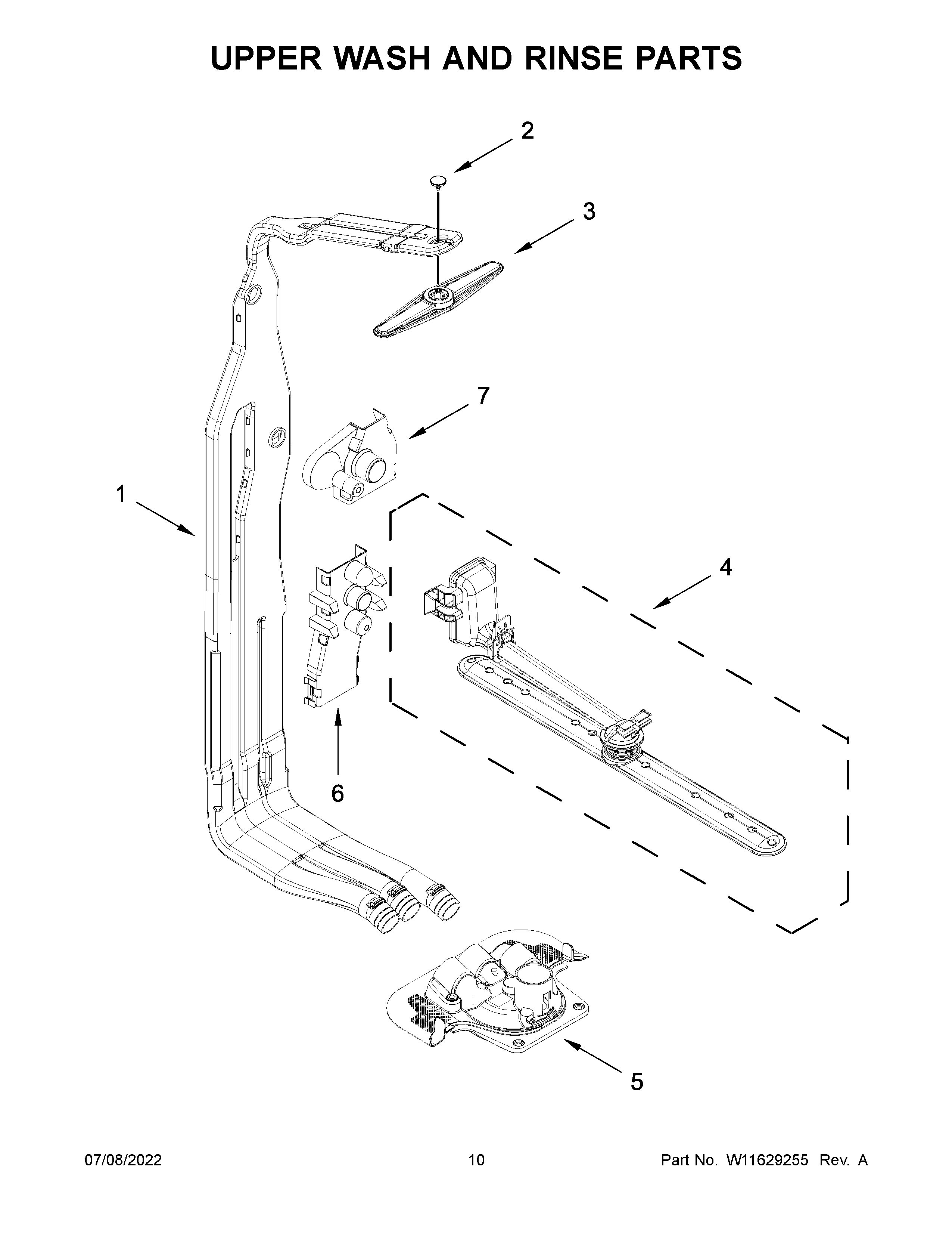 KitchenAid KDTM804KPS1 upper wash and rinse parts diagram