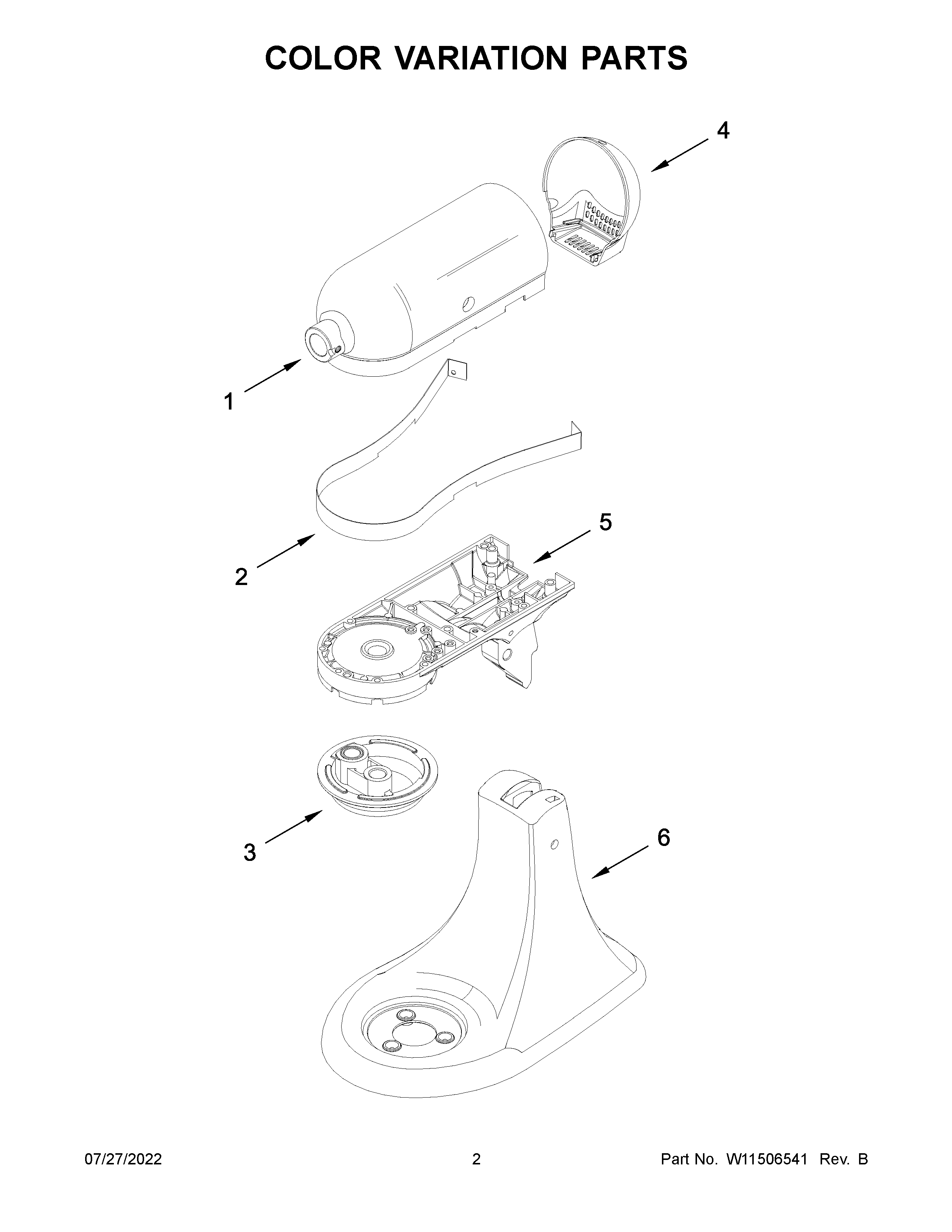KitchenAid KSM97MI0 color variation parts diagram