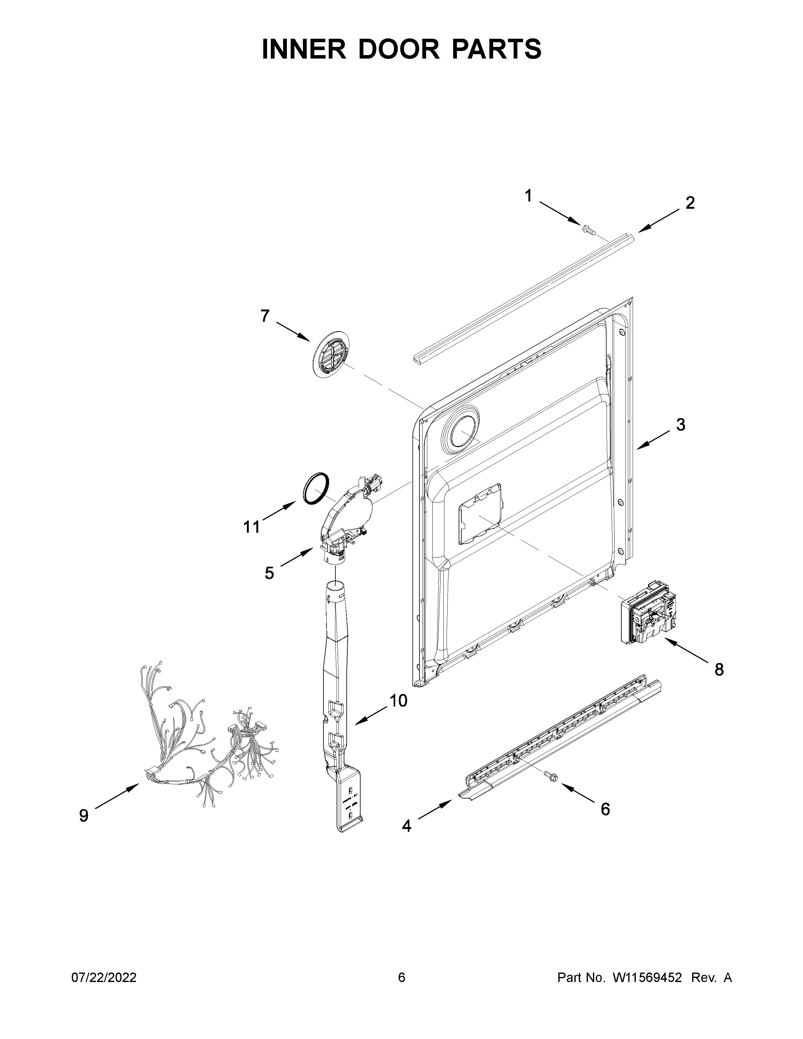 Whirlpool WDT730HAMZ0 inner door parts diagram