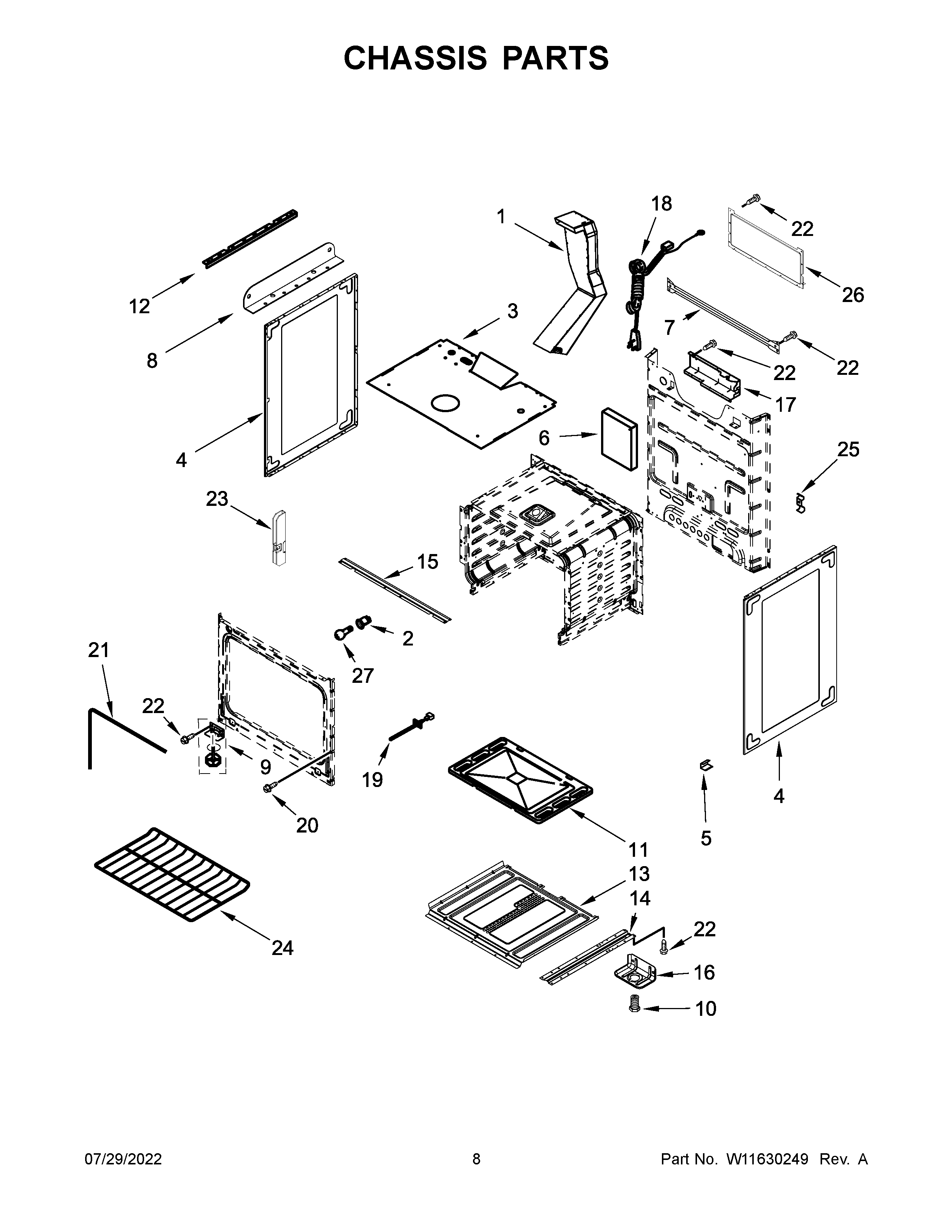 Whirlpool WFG320M0MS0 chassis parts diagram