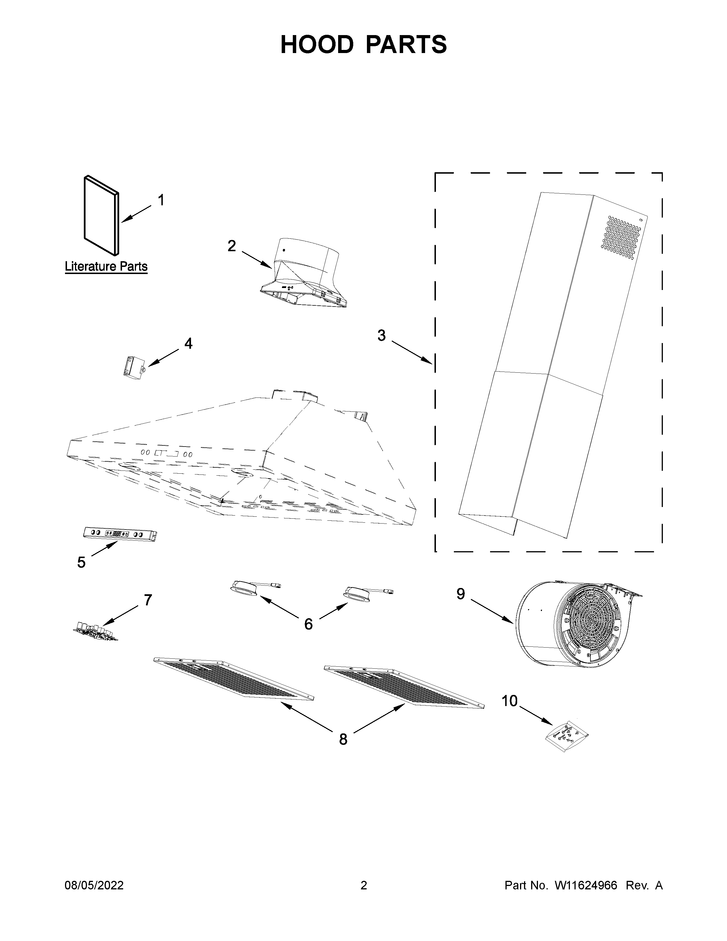 Whirlpool WVW93UC0LS0 hood parts diagram