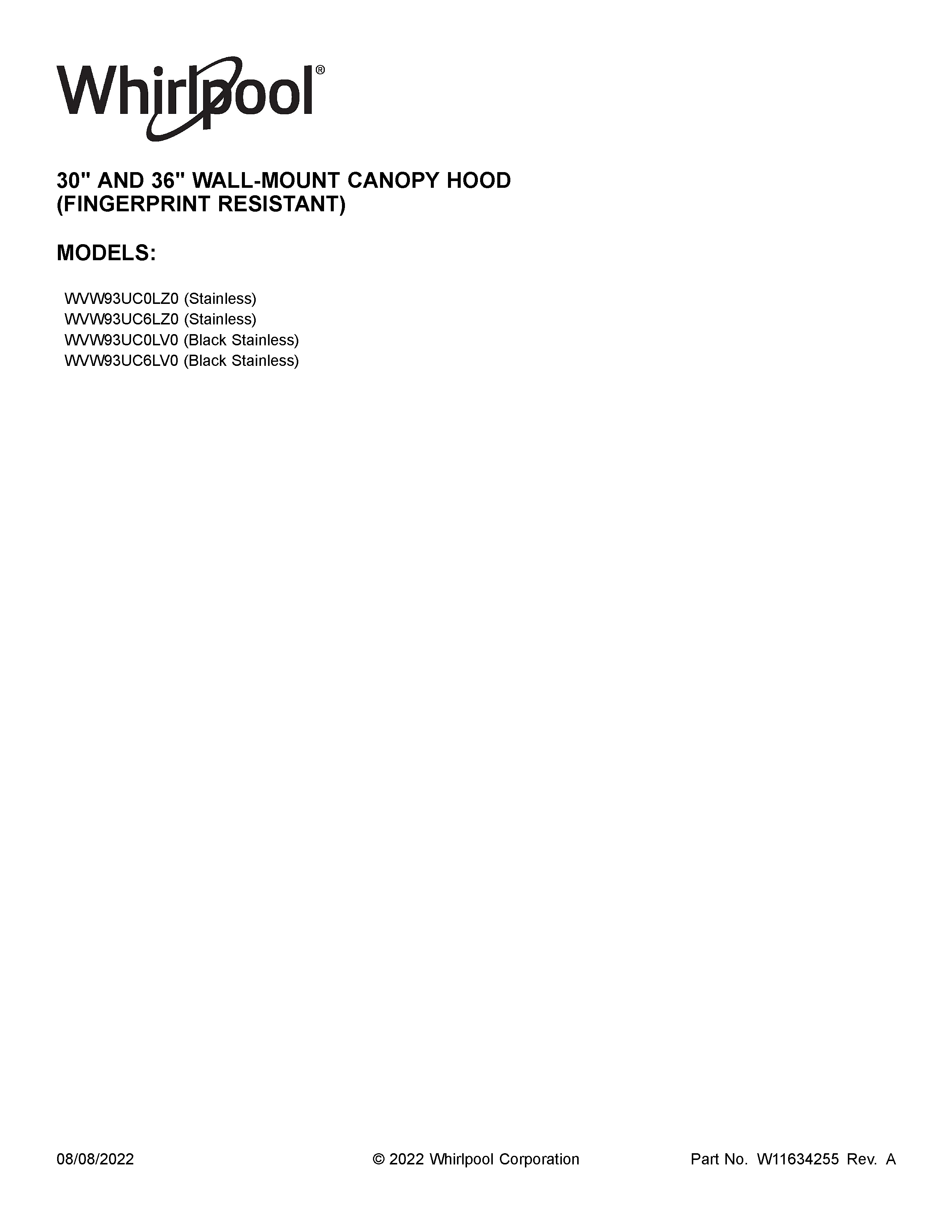 Whirlpool WVW93UC0LV0 cover sheet diagram