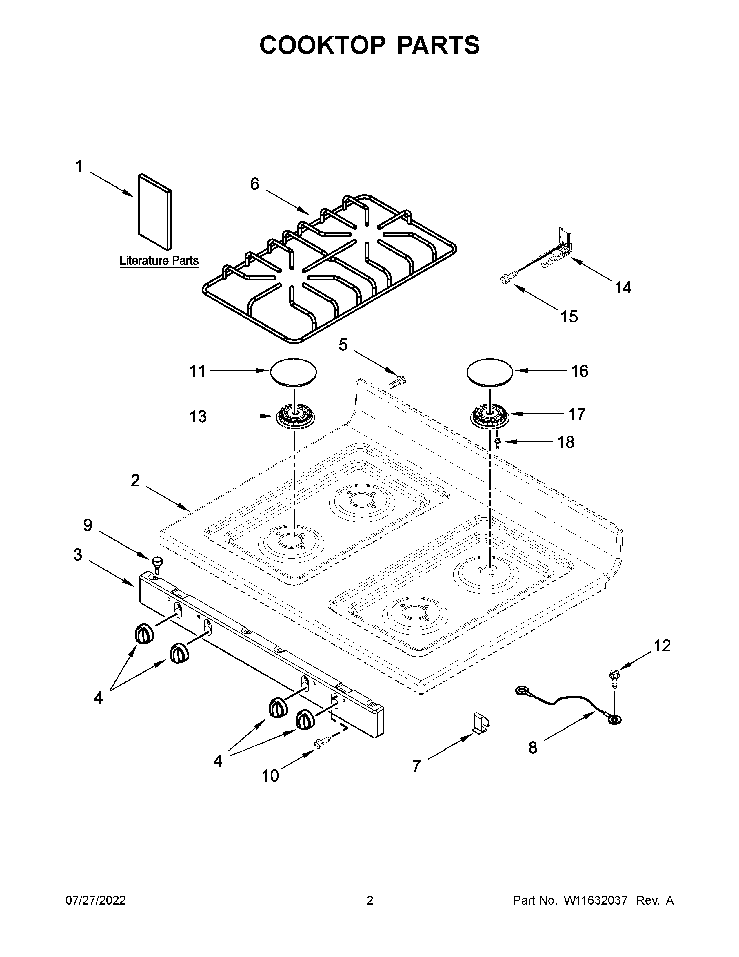Amana AGR6303MMB0 cooktop parts diagram