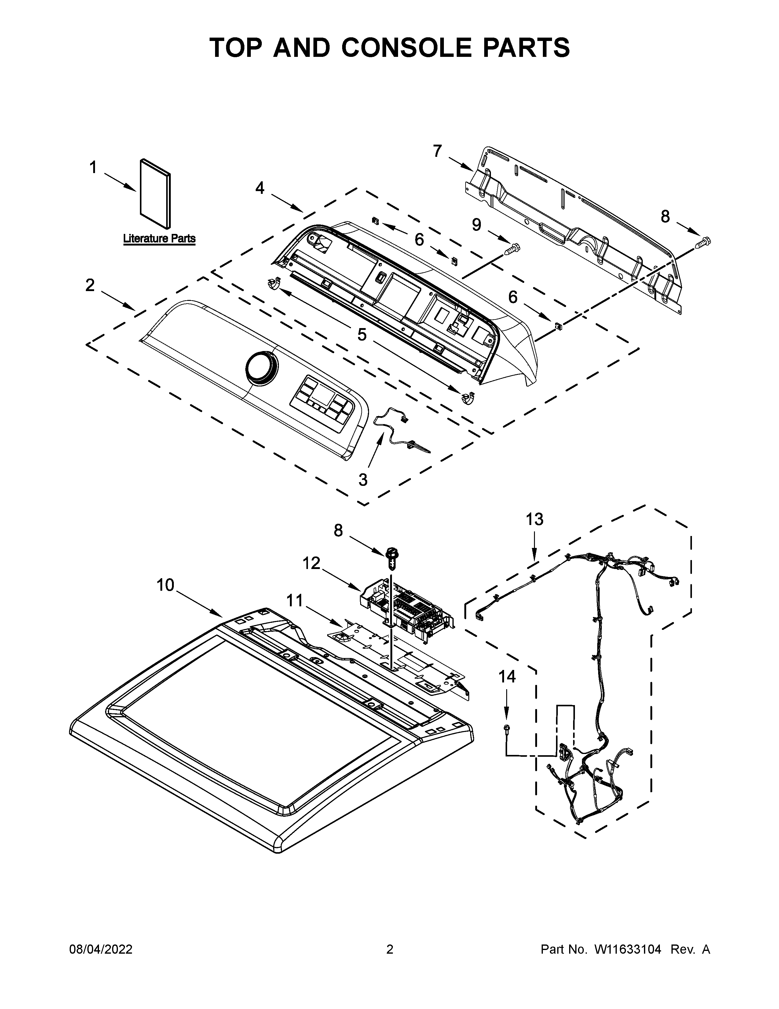 Maytag MGD6230RHW2 top and console parts diagram