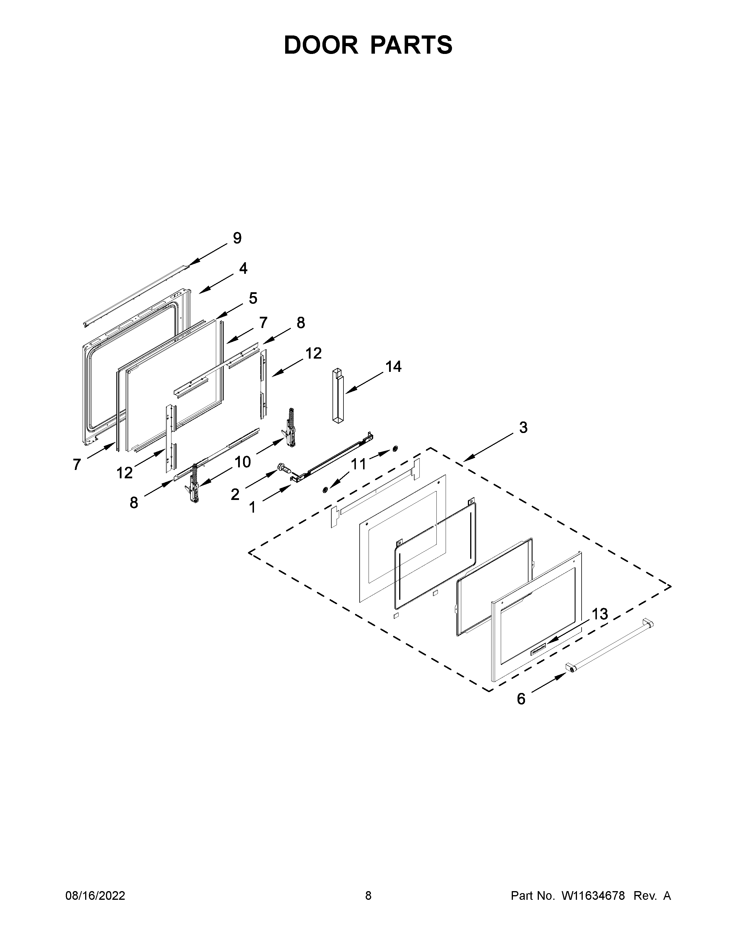 KitchenAid KSGG700ESS6 door parts diagram