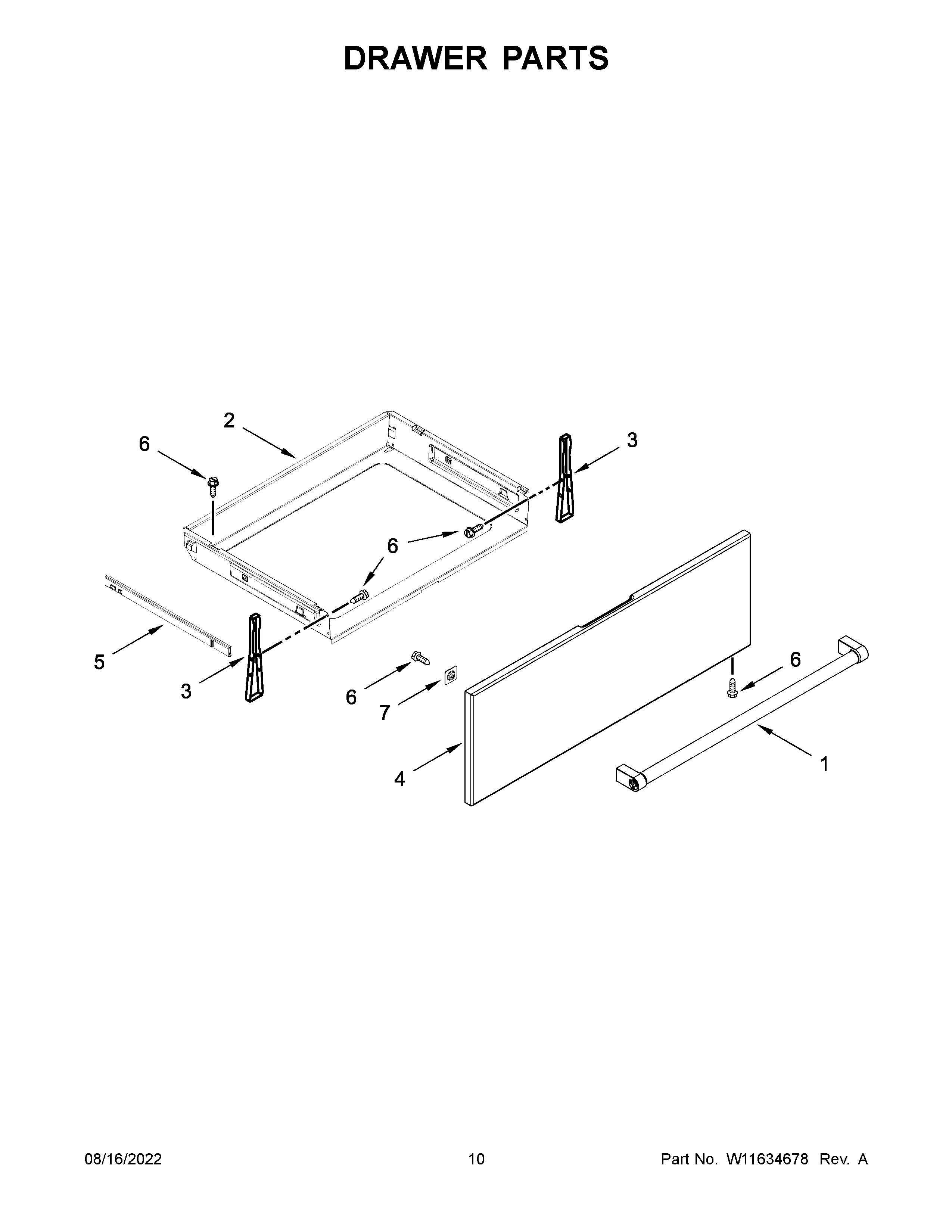 KitchenAid KSGG700ESS6 drawer parts diagram