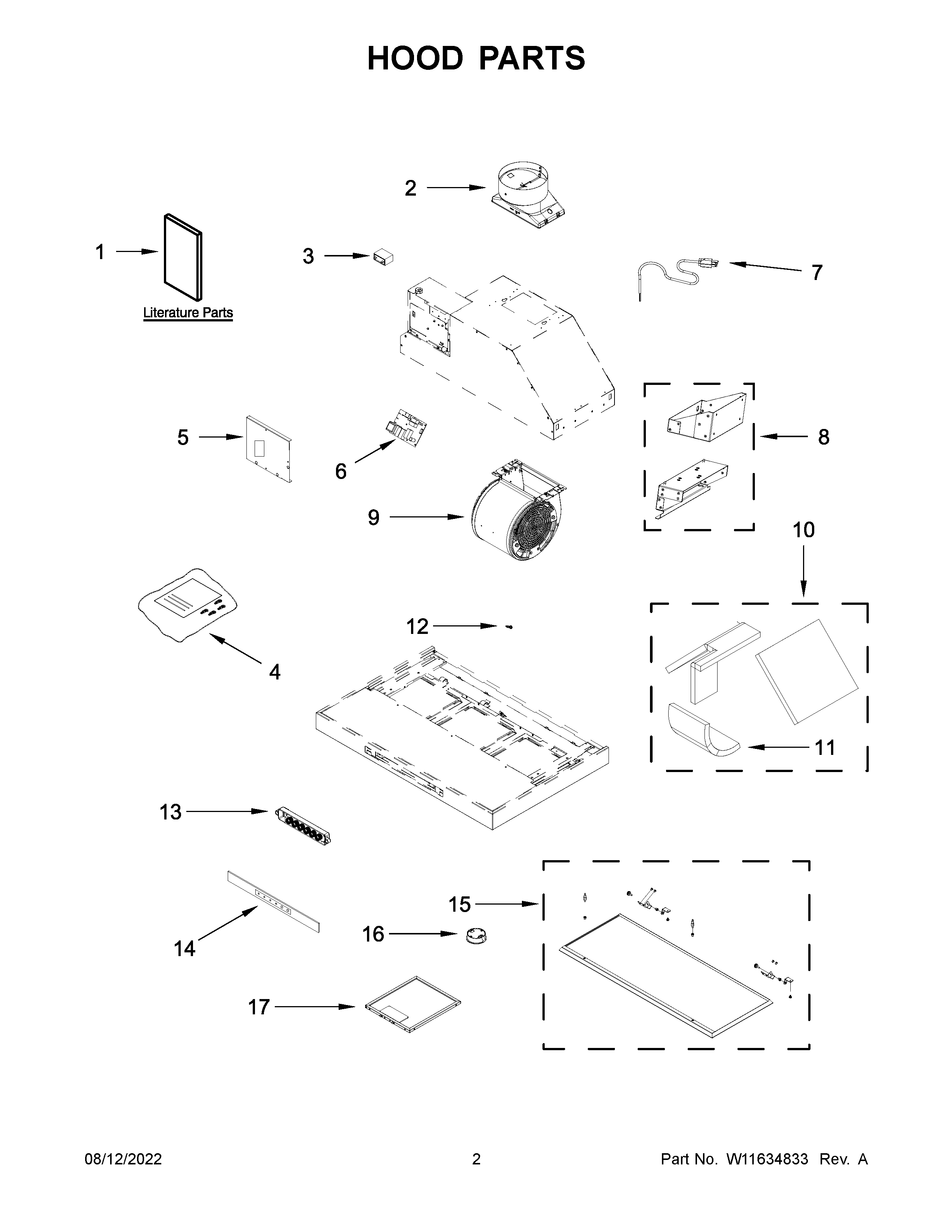 KitchenAid KVUB400GSS03 hood parts diagram