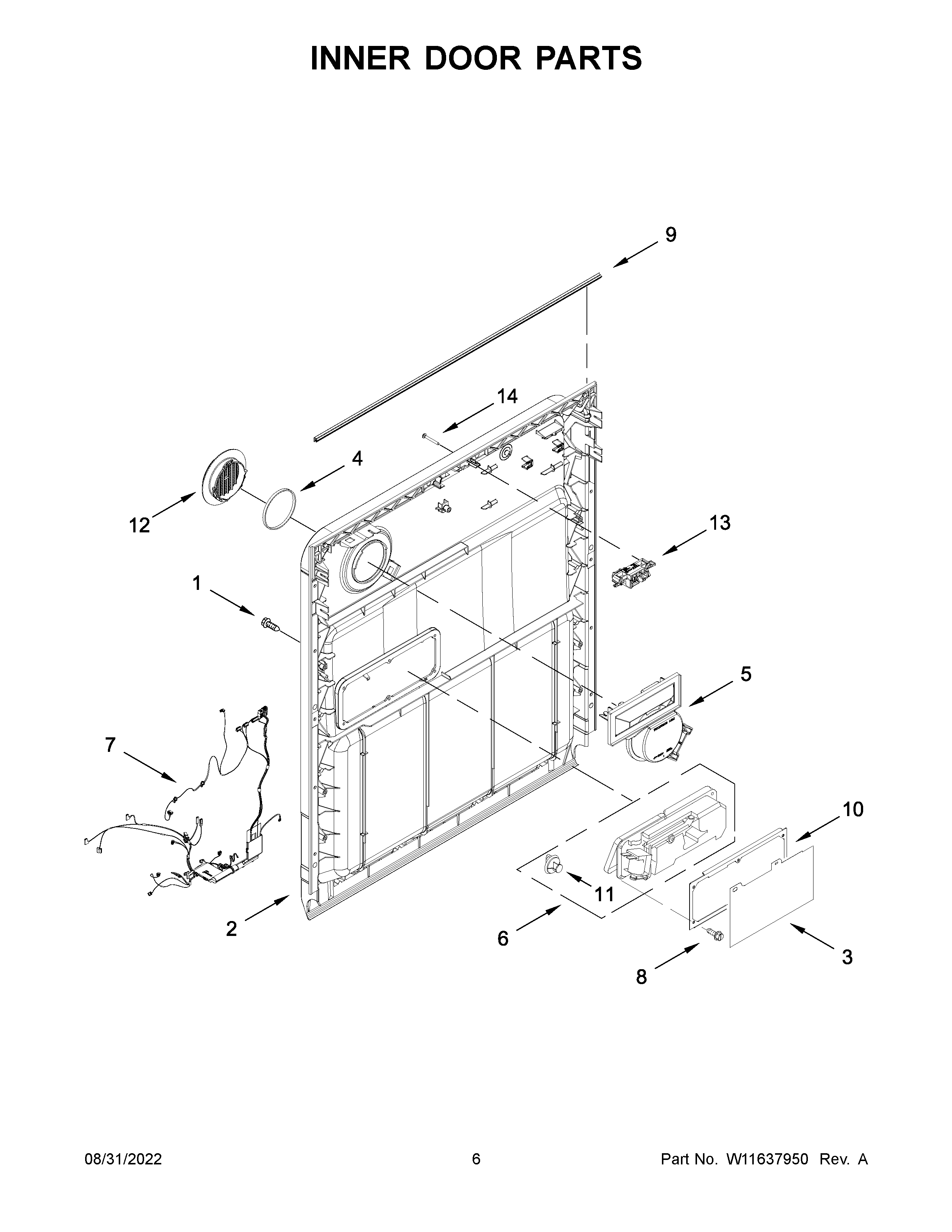 Whirlpool WDF331PAMW0 inner door parts diagram