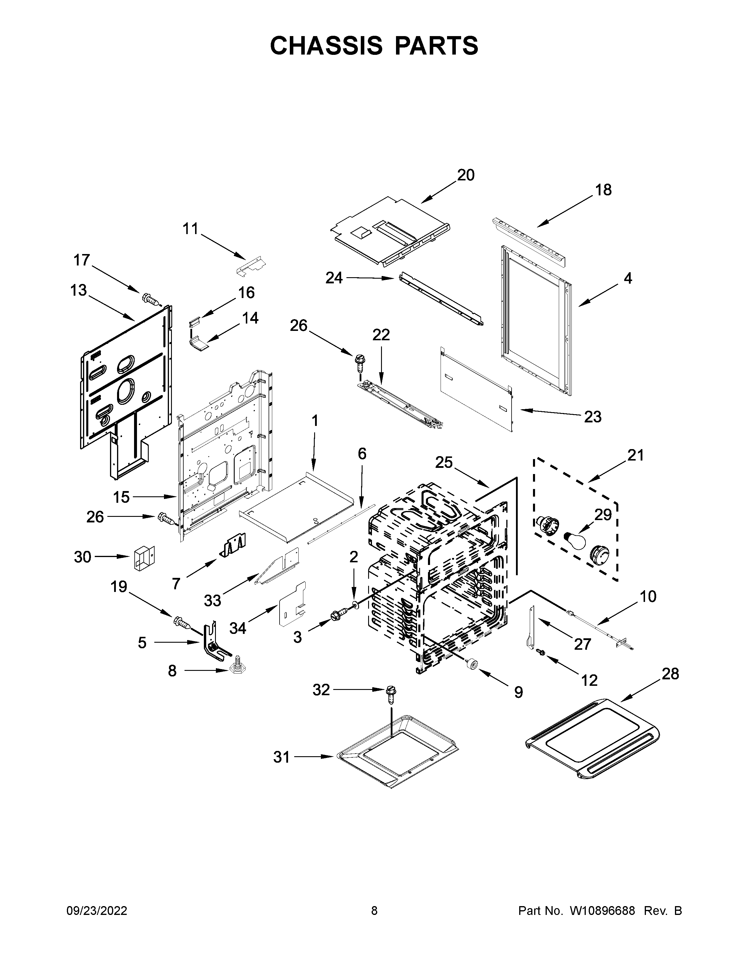 Whirlpool WGG745S0FS02 chassis parts diagram