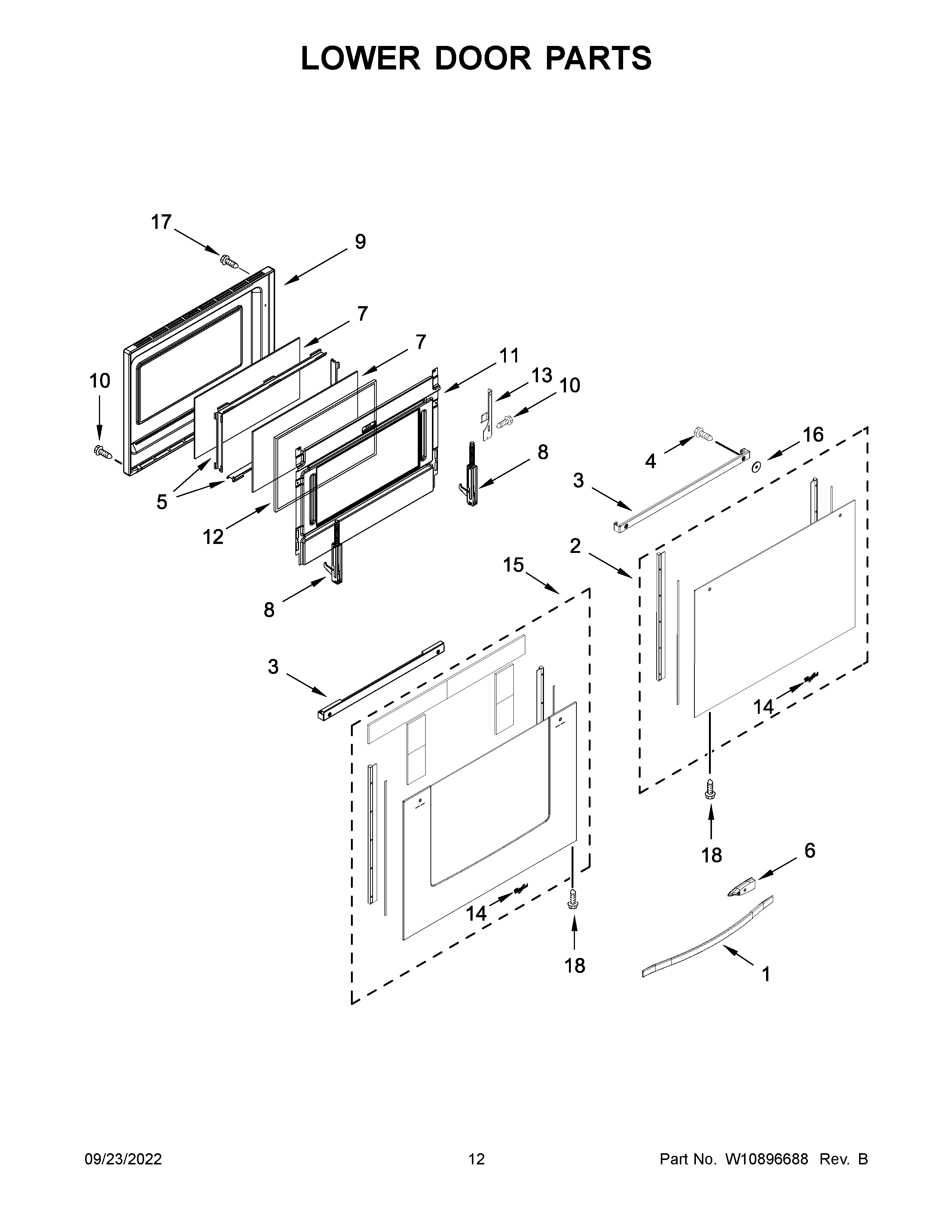 Whirlpool WGG745S0FS02 lower door parts diagram