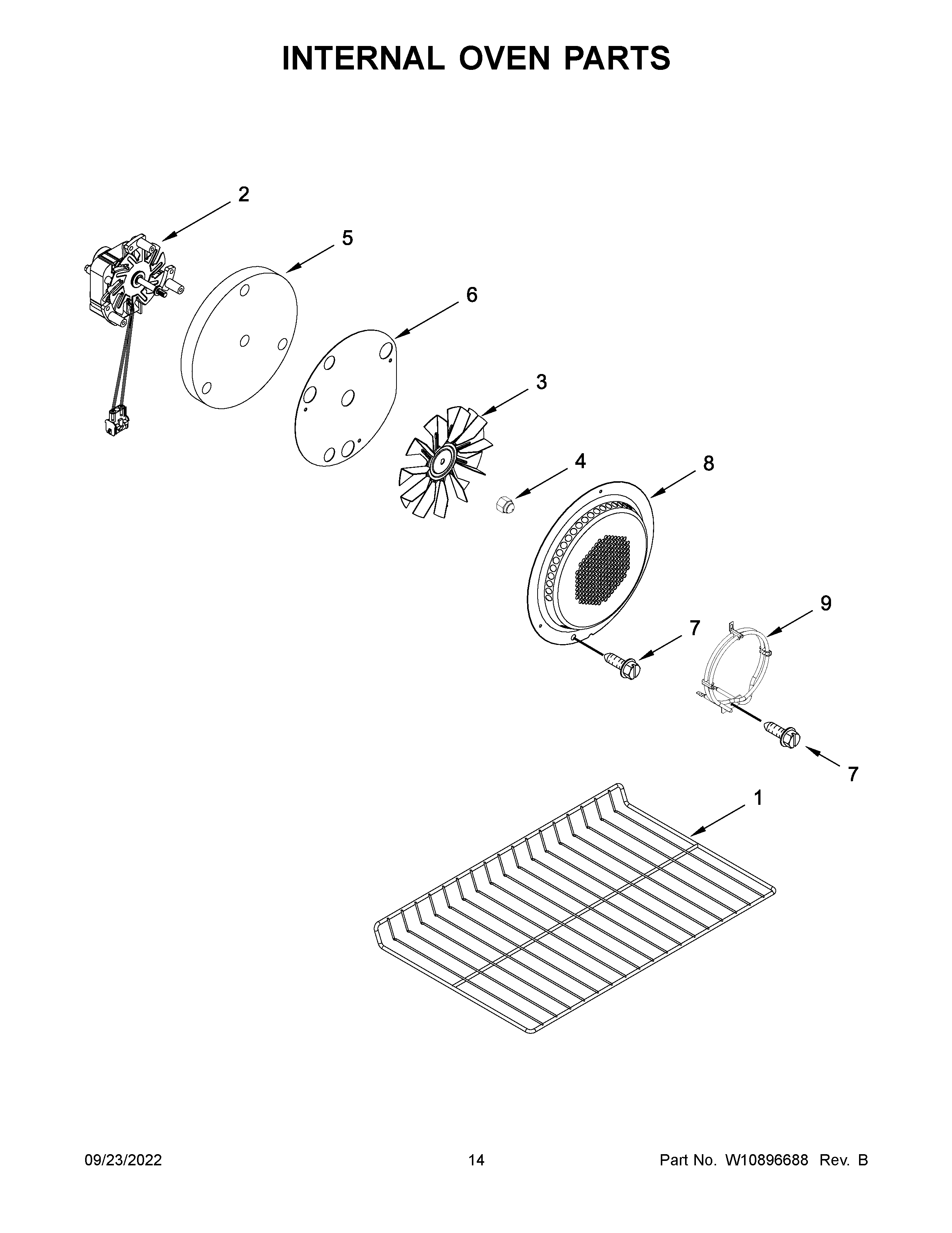 Whirlpool WGG745S0FS02 internal oven parts diagram
