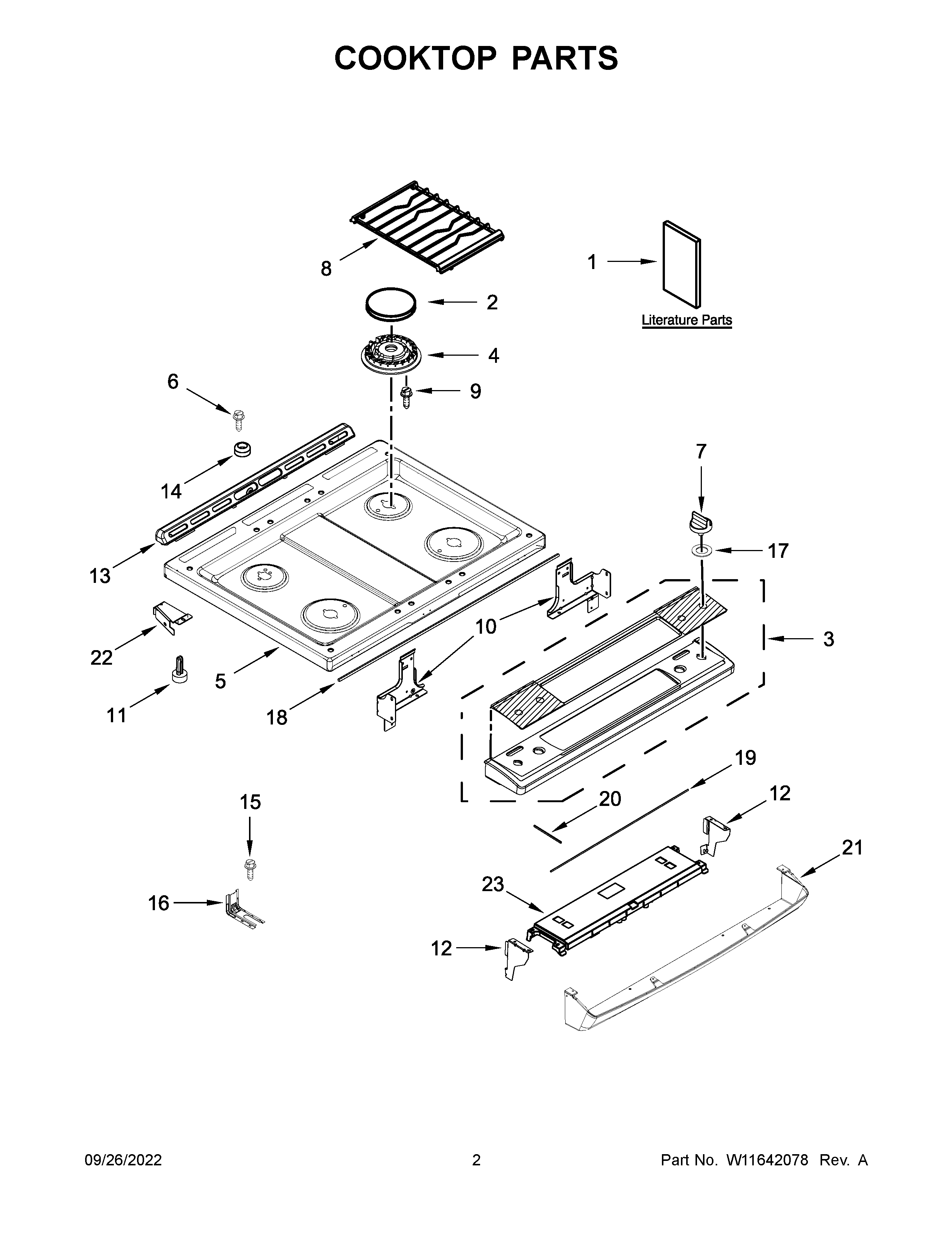 Whirlpool WEG515S0LZ3 cooktop parts diagram
