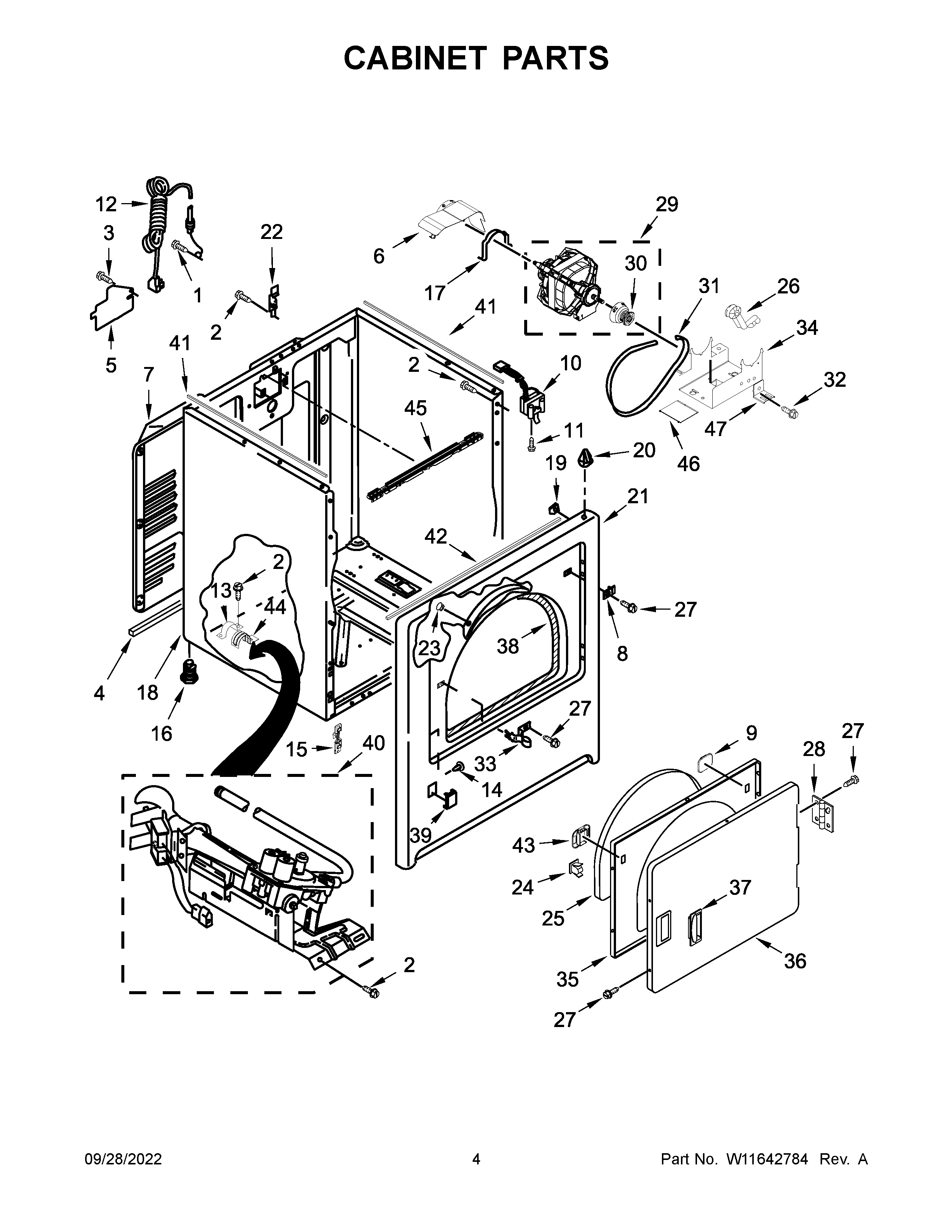 Whirlpool WGD500CMW1 cabinet parts diagram