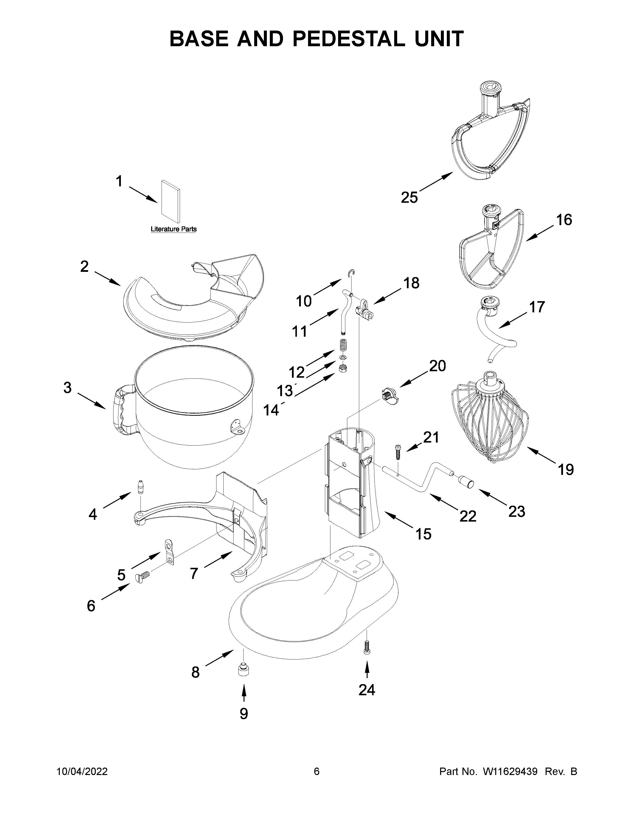 KitchenAid 5KSM70SHXBCA0 base and pedestal unit diagram