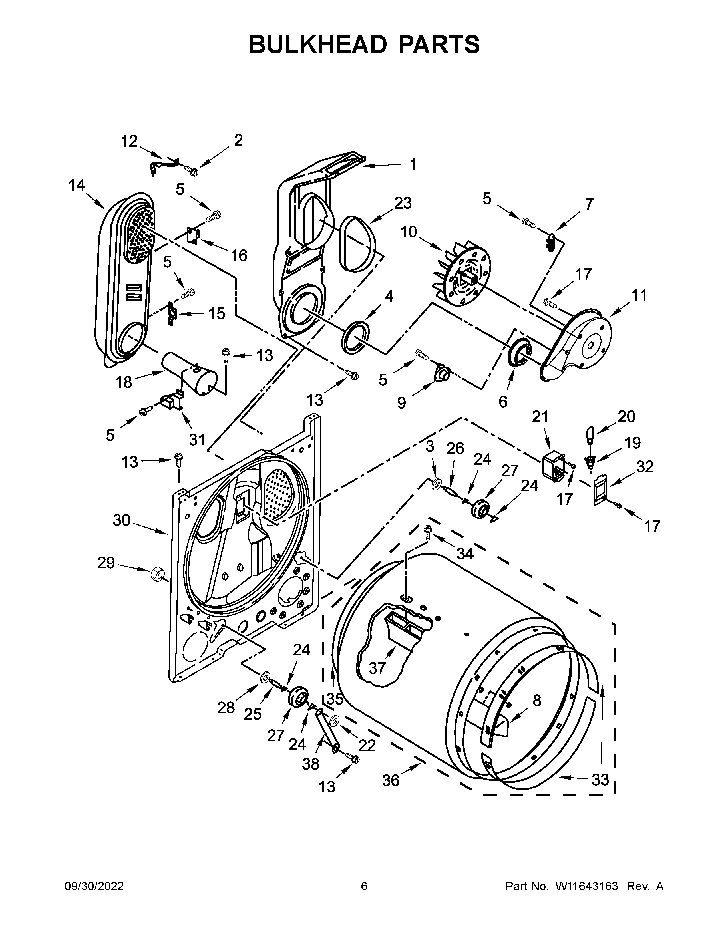Whirlpool WGD4616FW3 bulkhead parts diagram