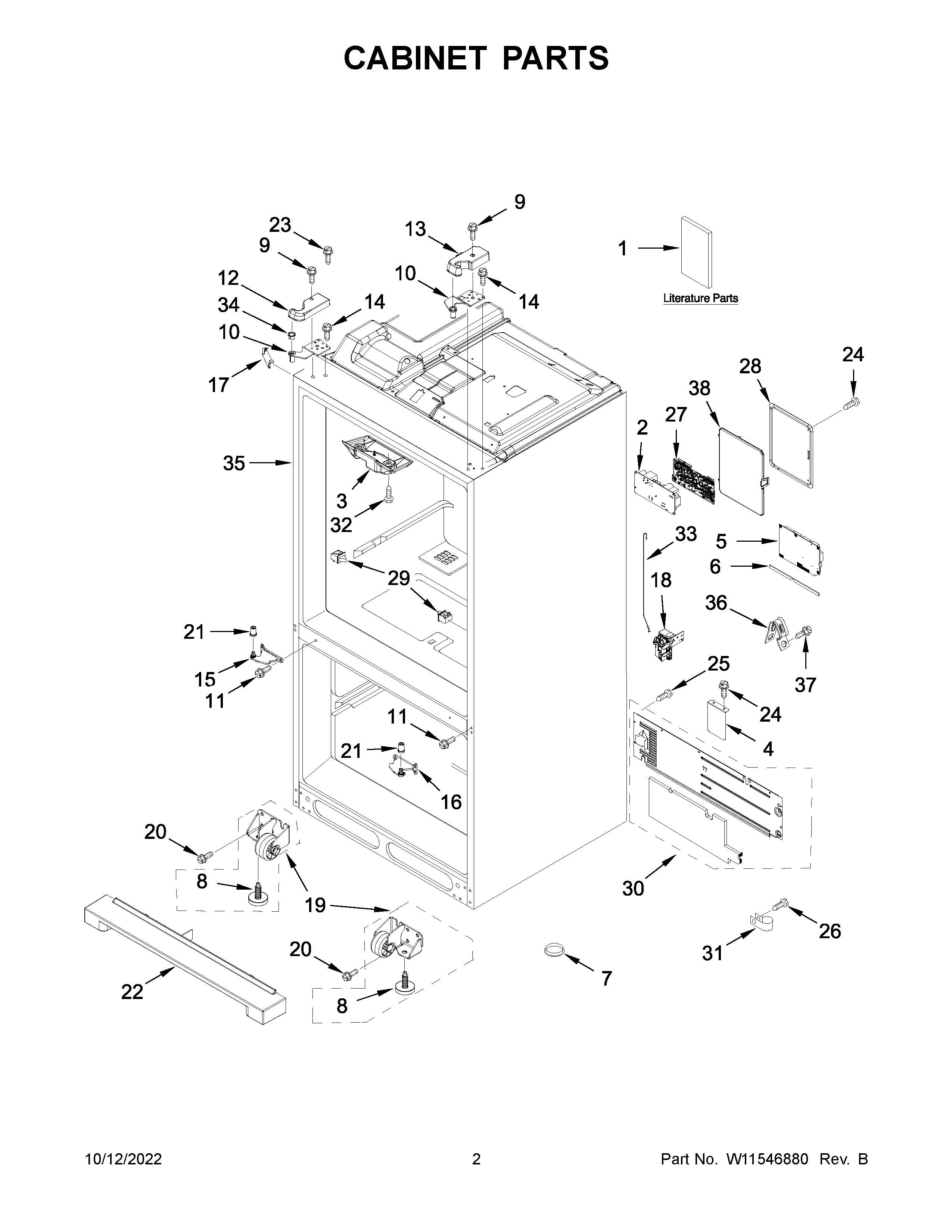 KitchenAid KRMF706ESS05 cabinet parts diagram