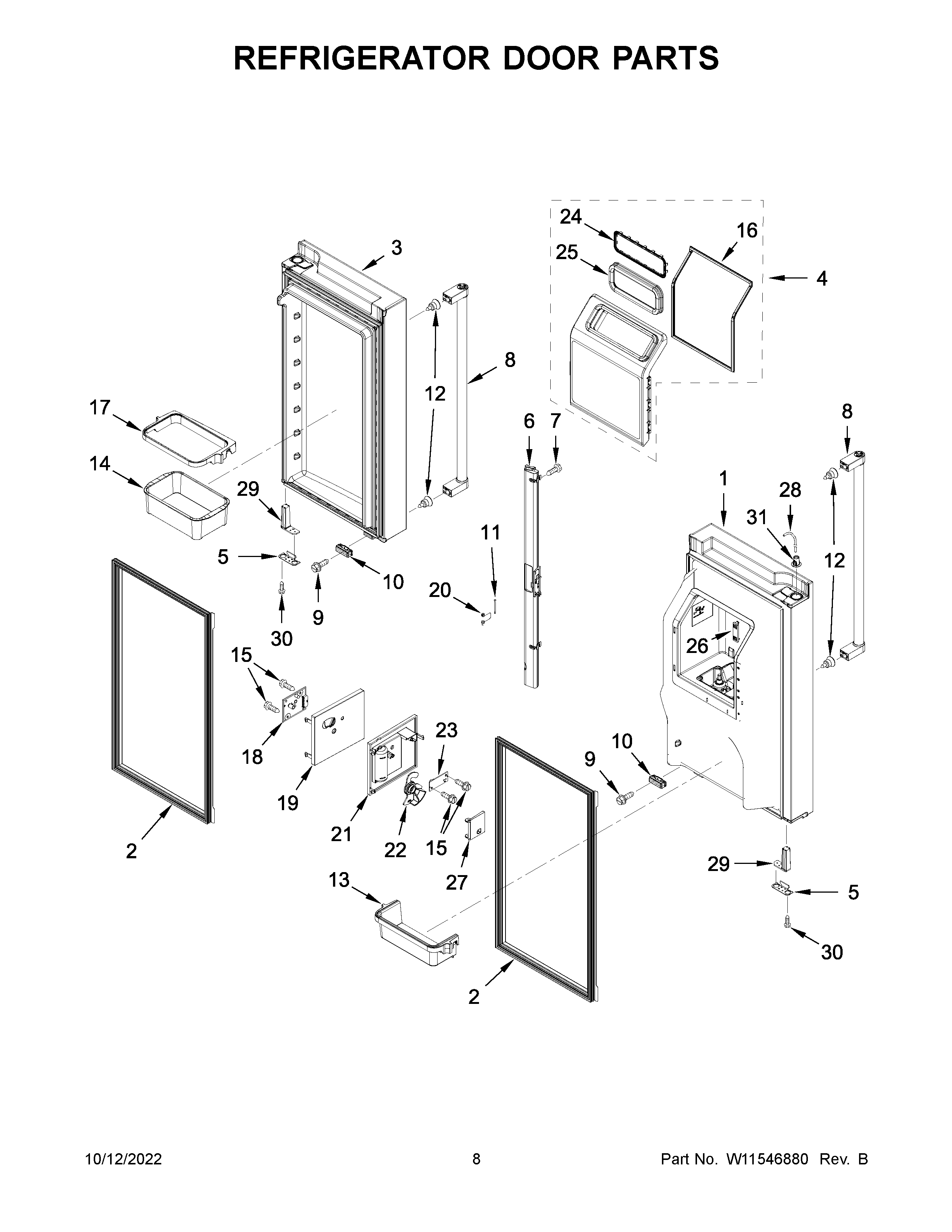 KitchenAid KRMF706ESS05 refrigerator door parts diagram