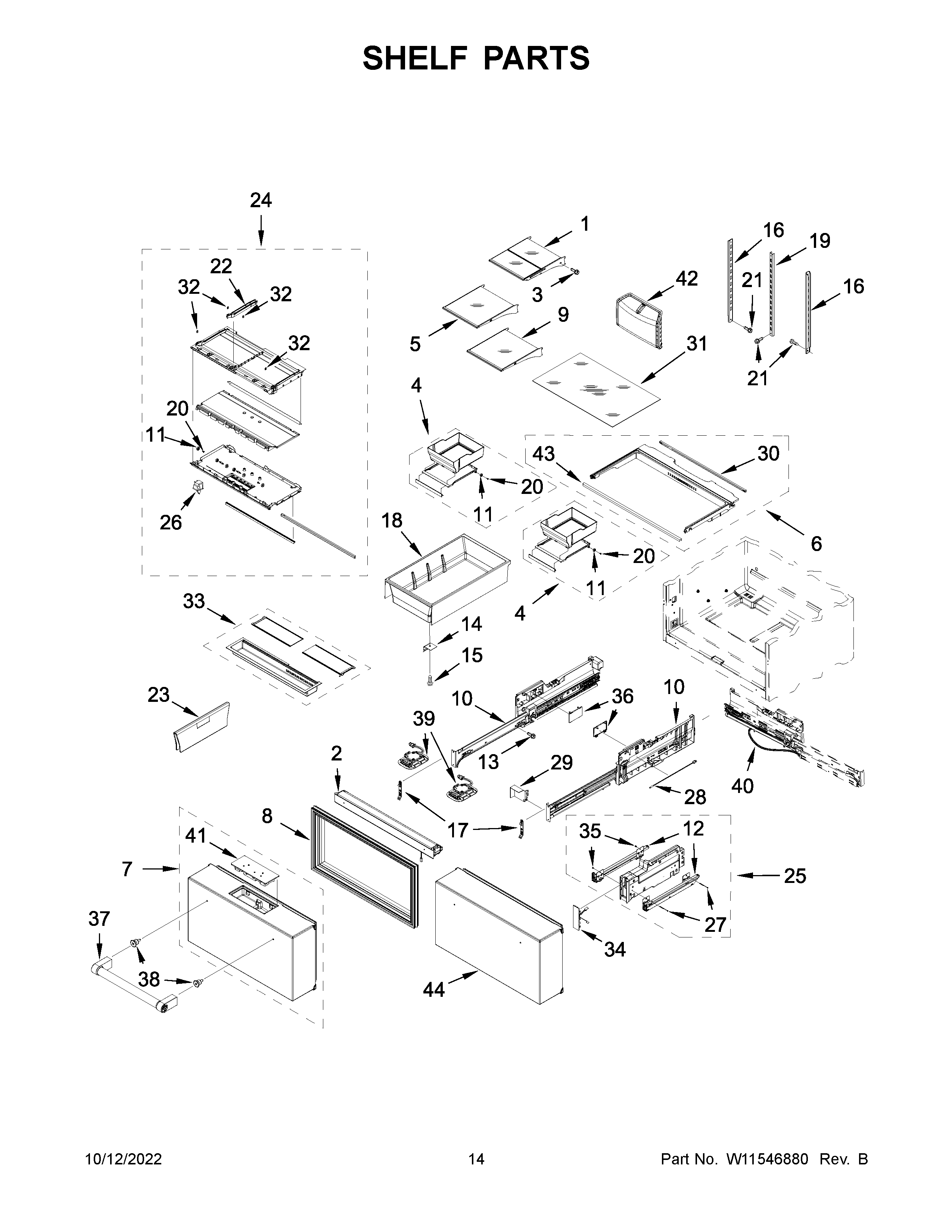 KitchenAid KRMF706ESS05 shelf parts diagram
