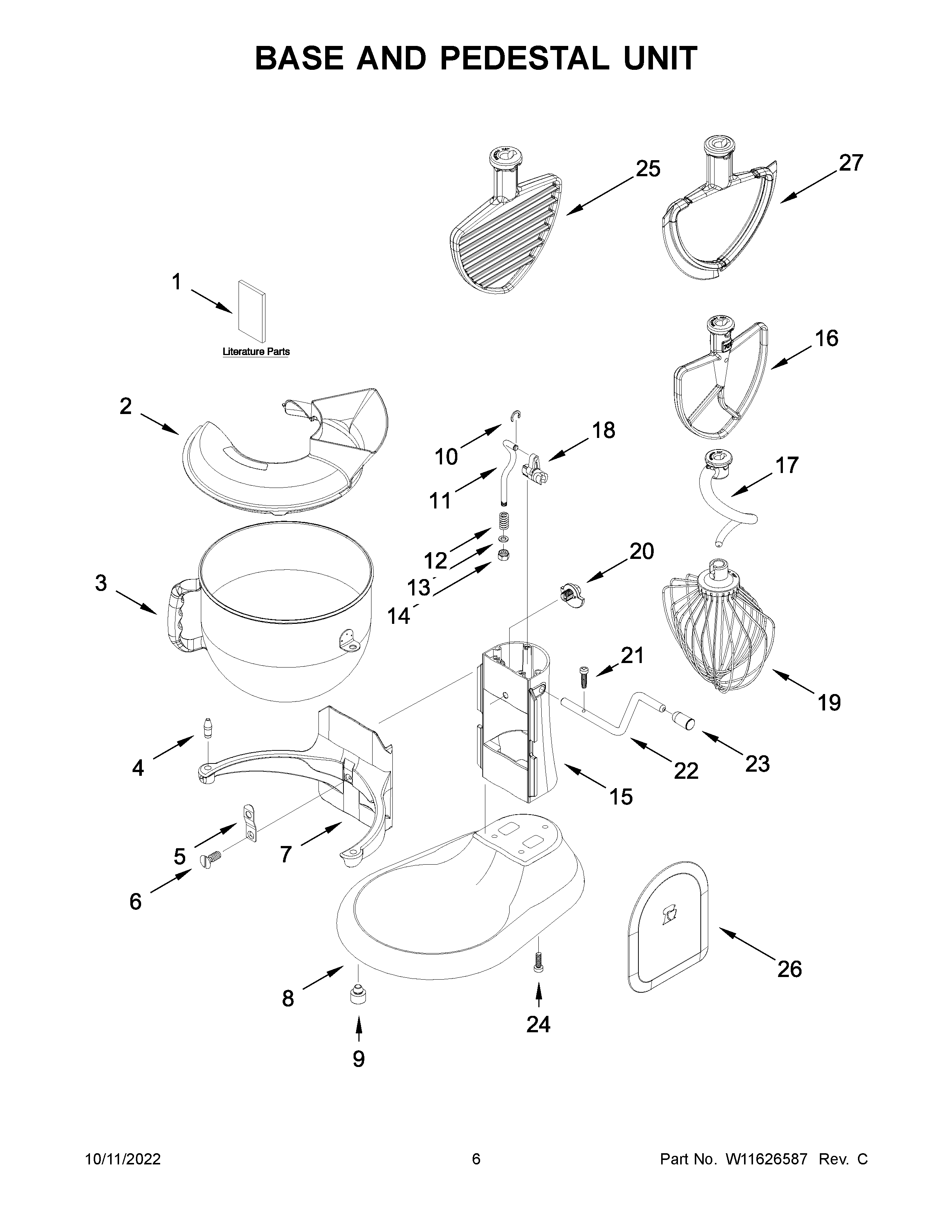 KitchenAid KSM70SNDXPT0 base and pedestal unit diagram