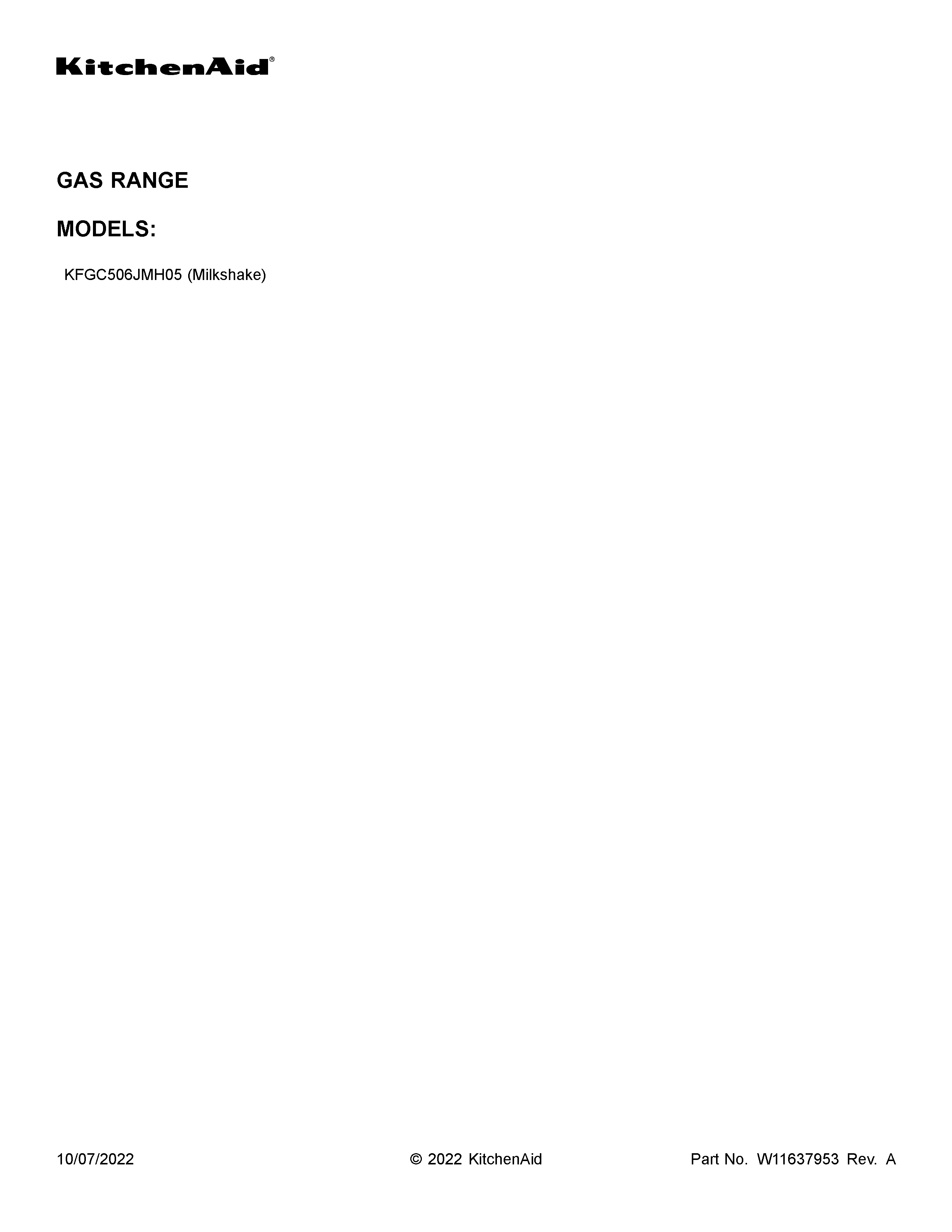 KitchenAid KFGC506JMH05 cover sheet diagram