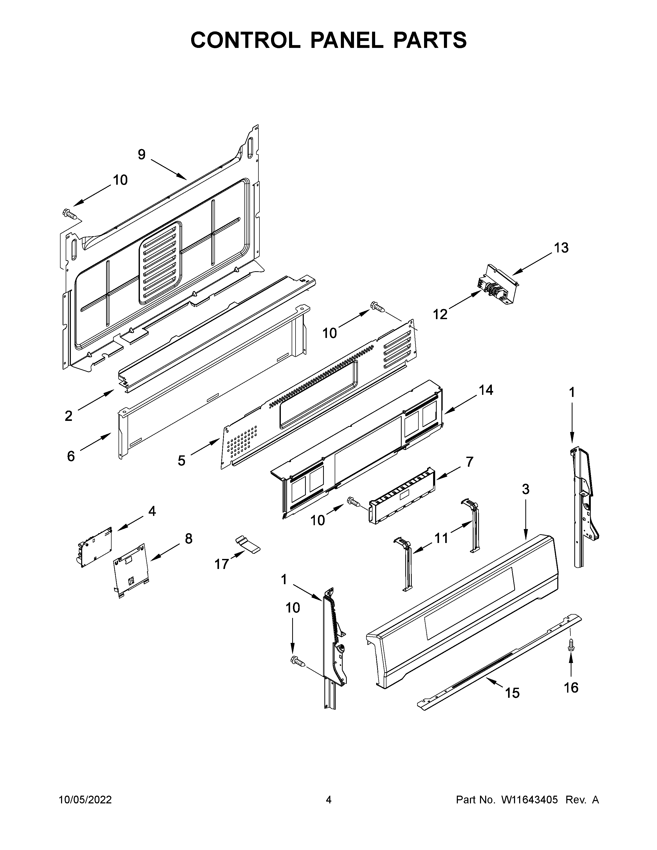 Whirlpool WFG775H0HV5 control panel parts diagram