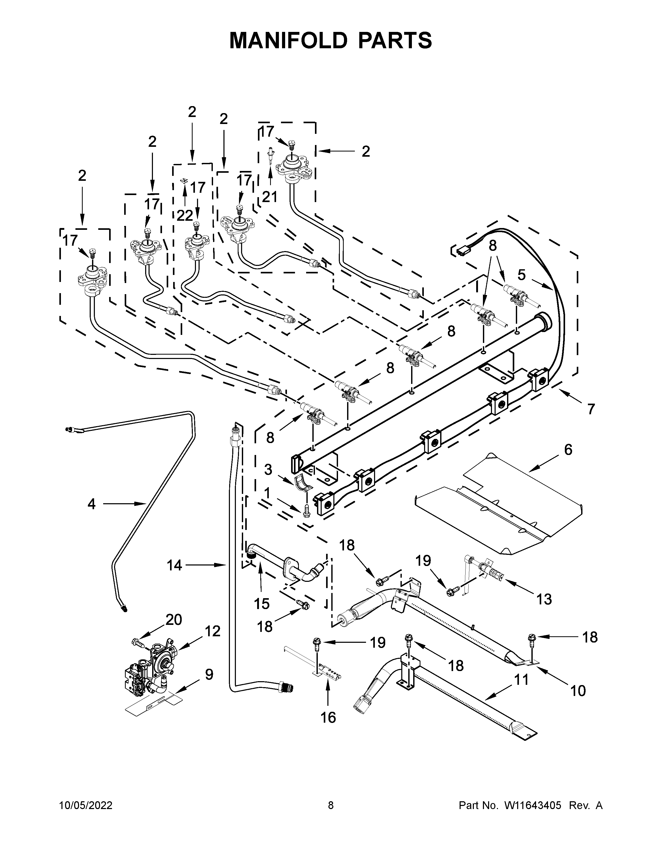 Whirlpool WFG775H0HV5 manifold parts diagram