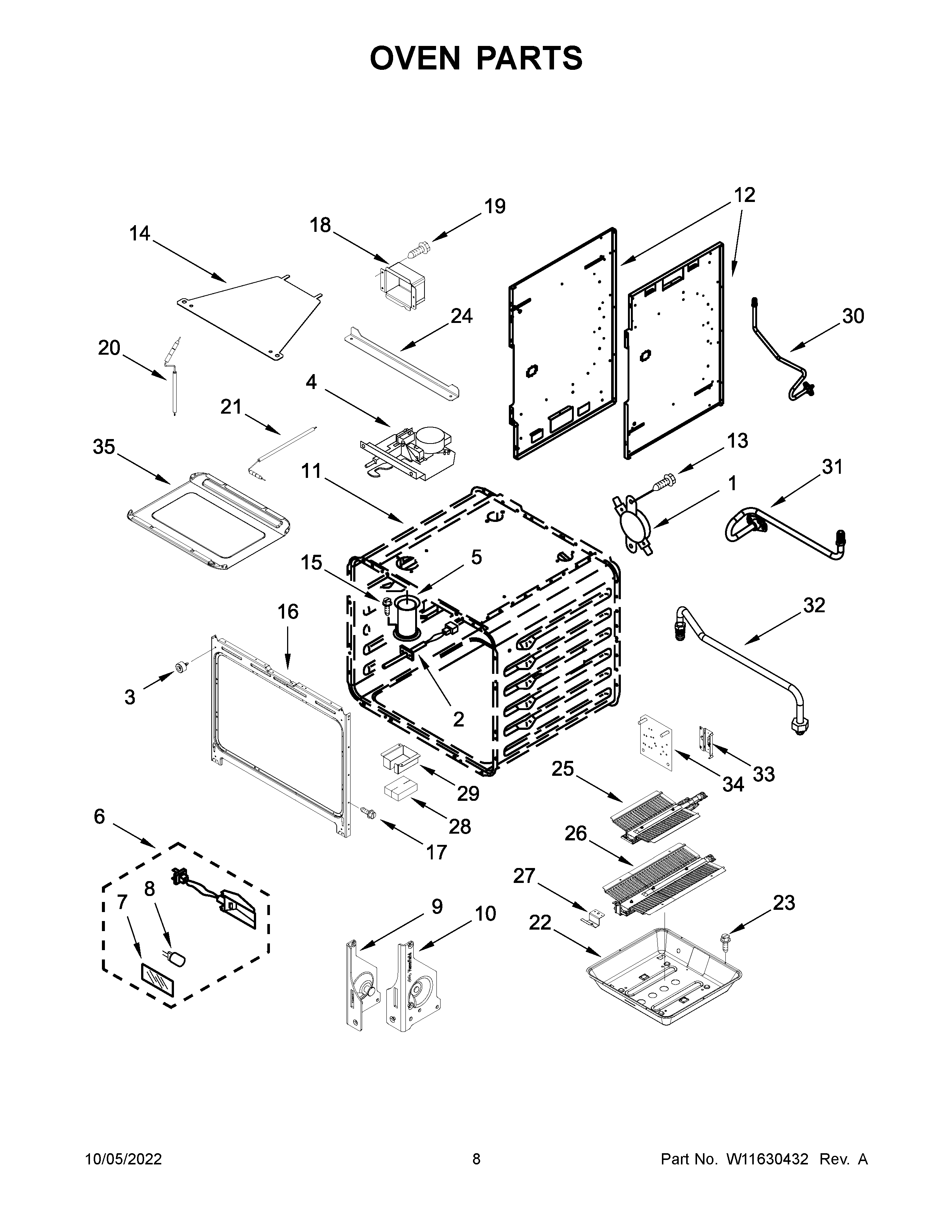 KitchenAid KFGC506JSS05 oven parts diagram