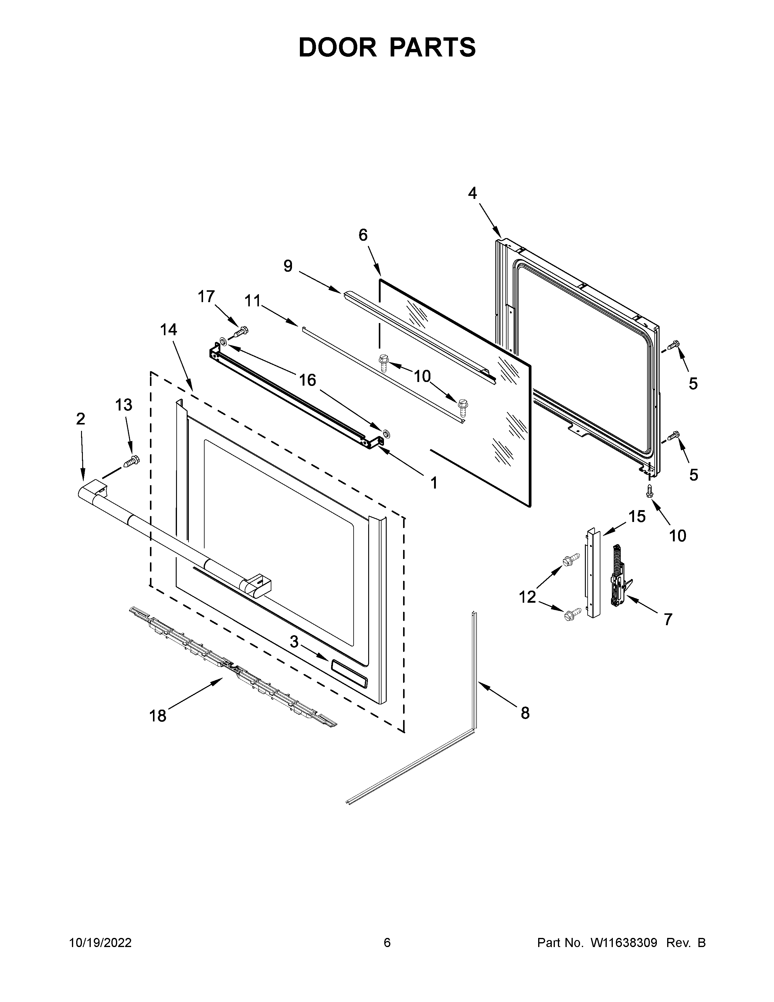 Jenn-Air JES1450ML0 door parts diagram