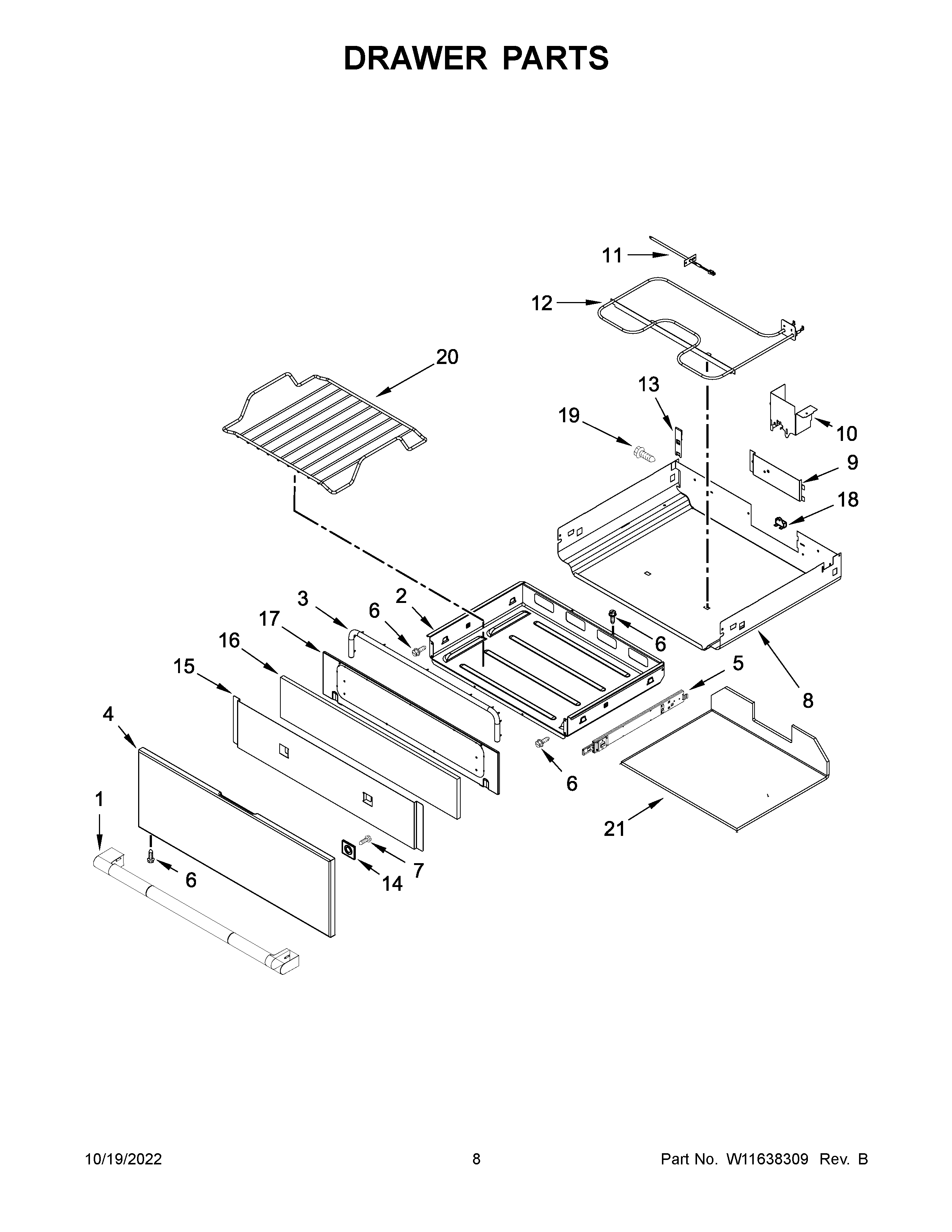 Jenn-Air JES1450ML0 drawer parts diagram