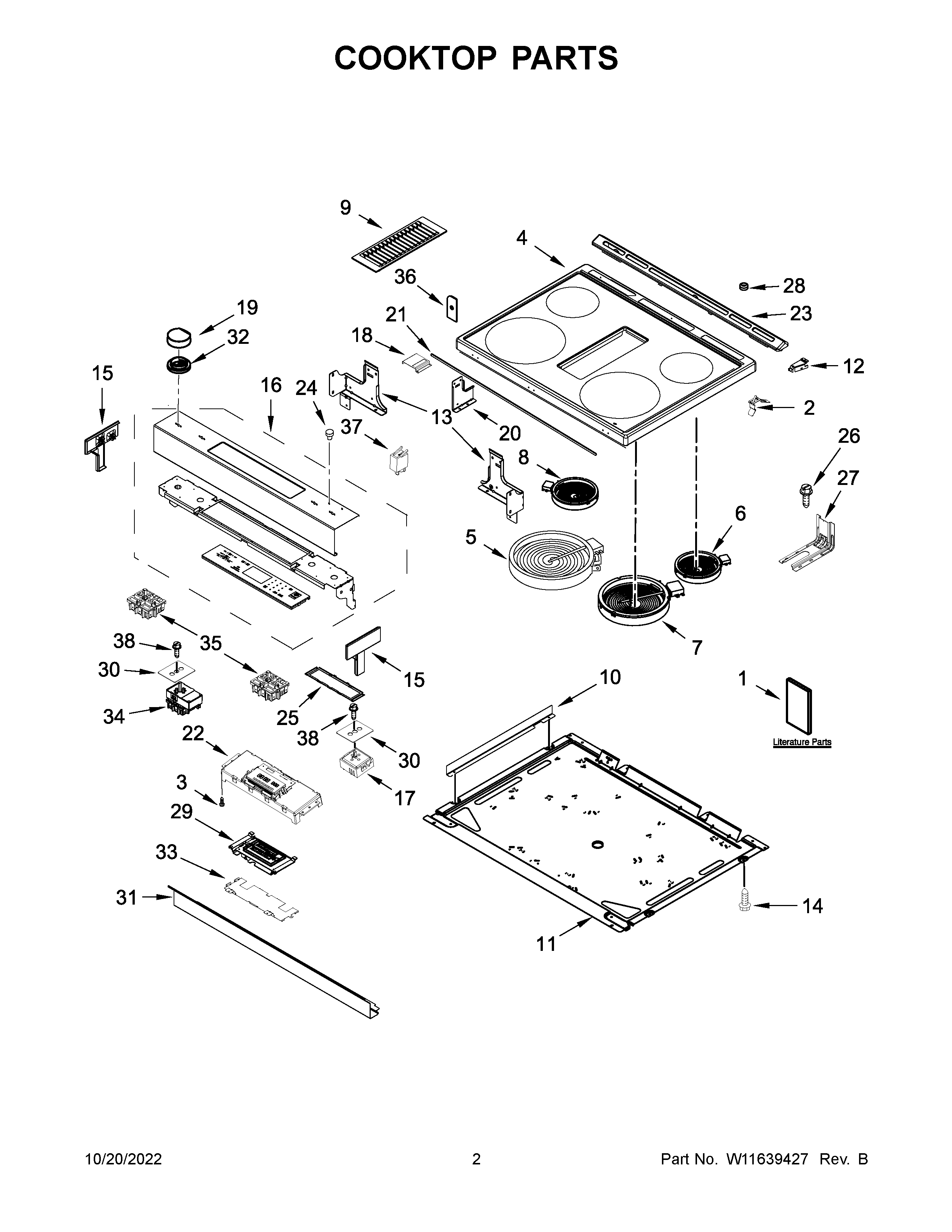 Jenn-Air JES1750ML0 cooktop parts diagram
