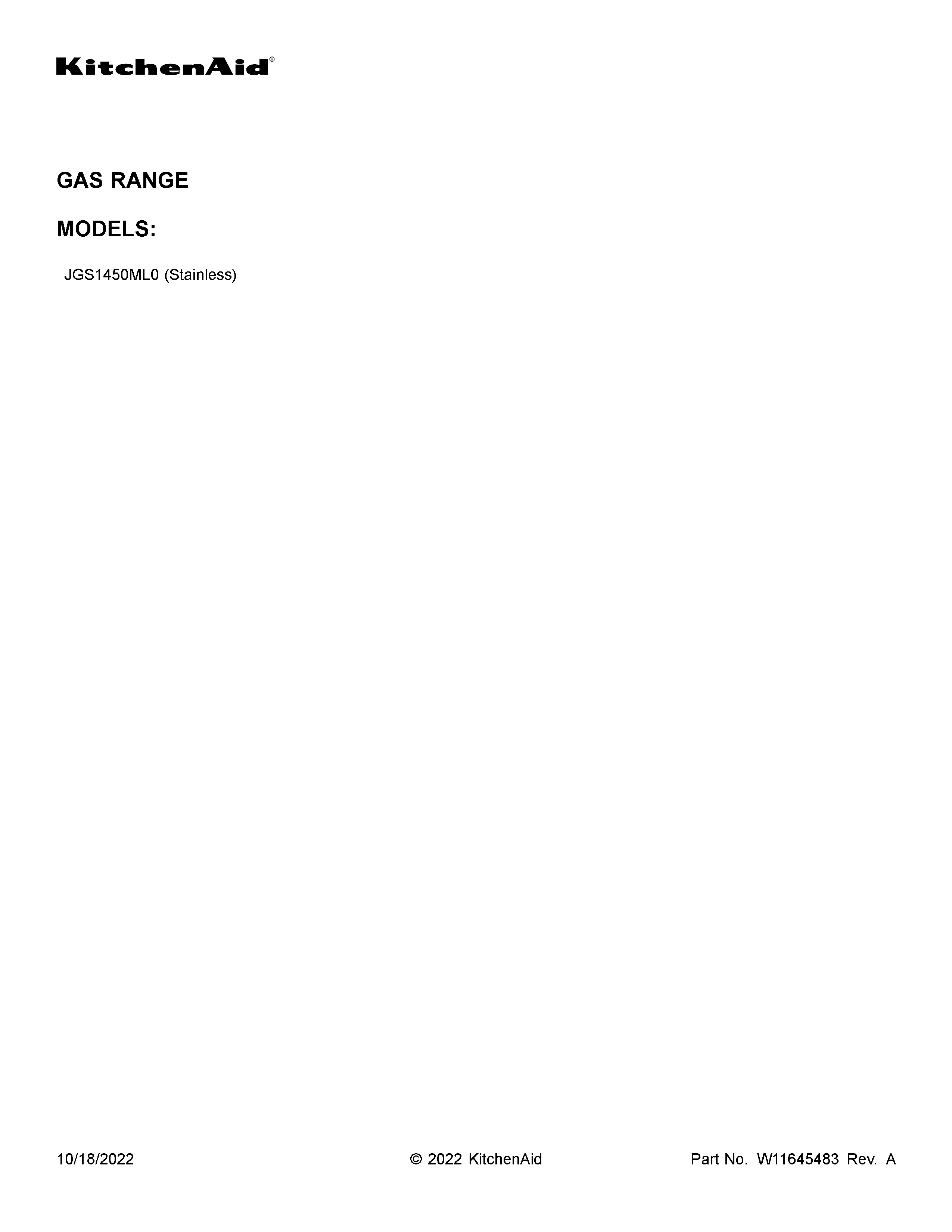 KitchenAid JGS1450ML0 cover sheet diagram