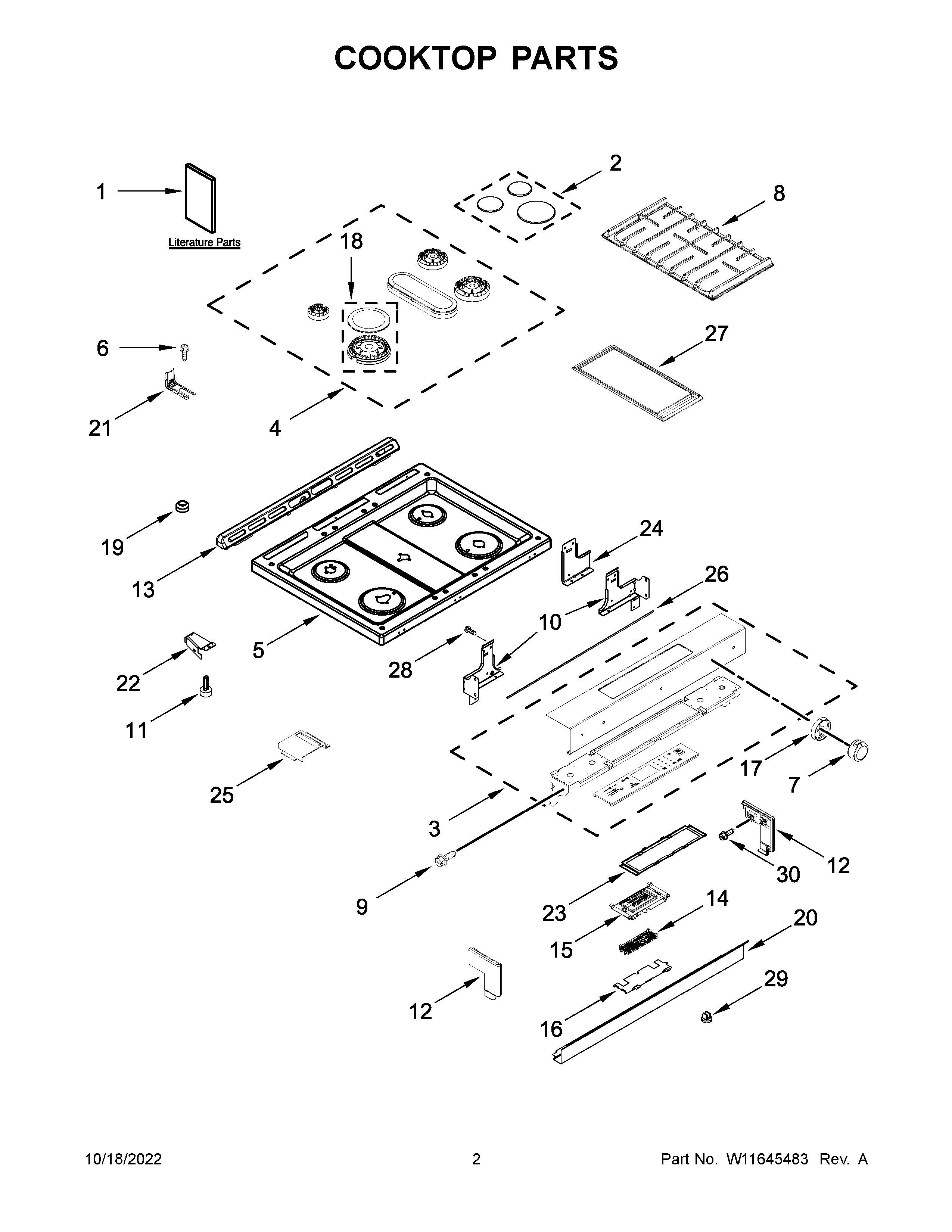KitchenAid JGS1450ML0 cooktop parts diagram