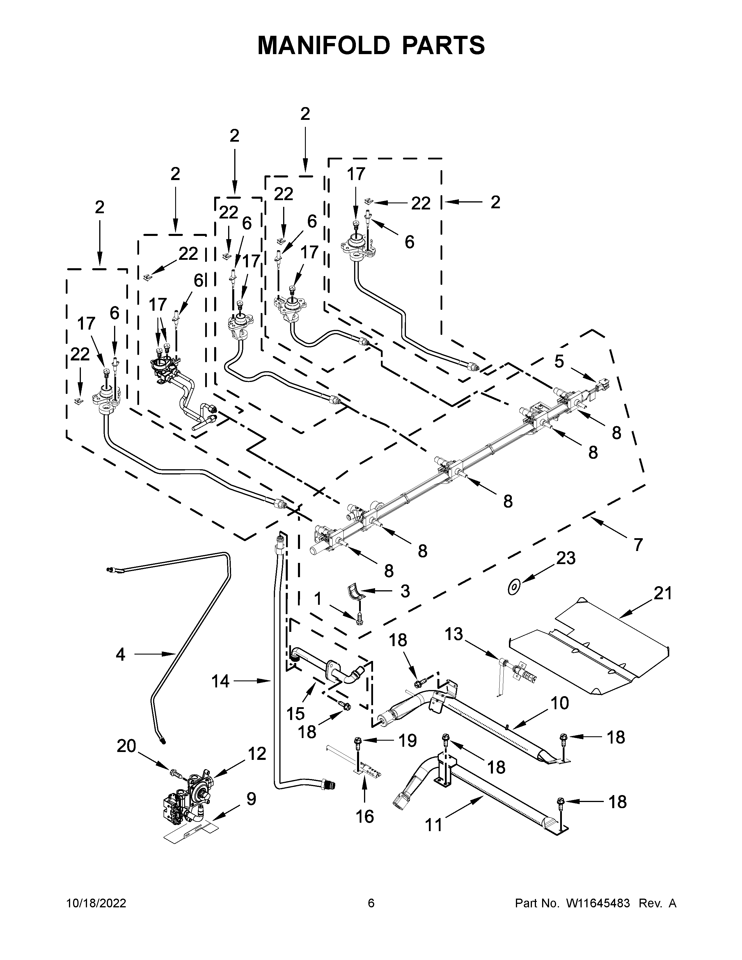 KitchenAid JGS1450ML0 manifold parts diagram