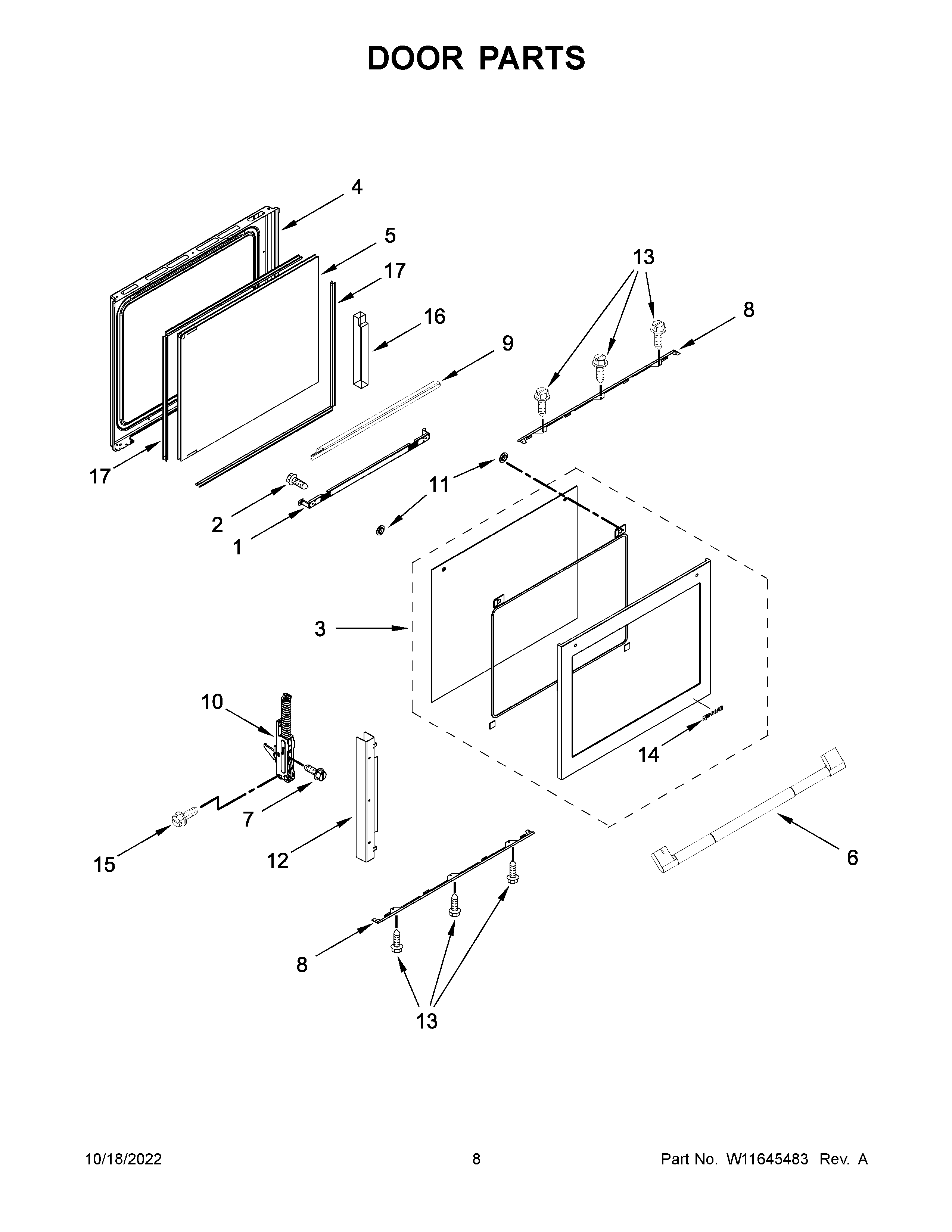 KitchenAid JGS1450ML0 door parts diagram