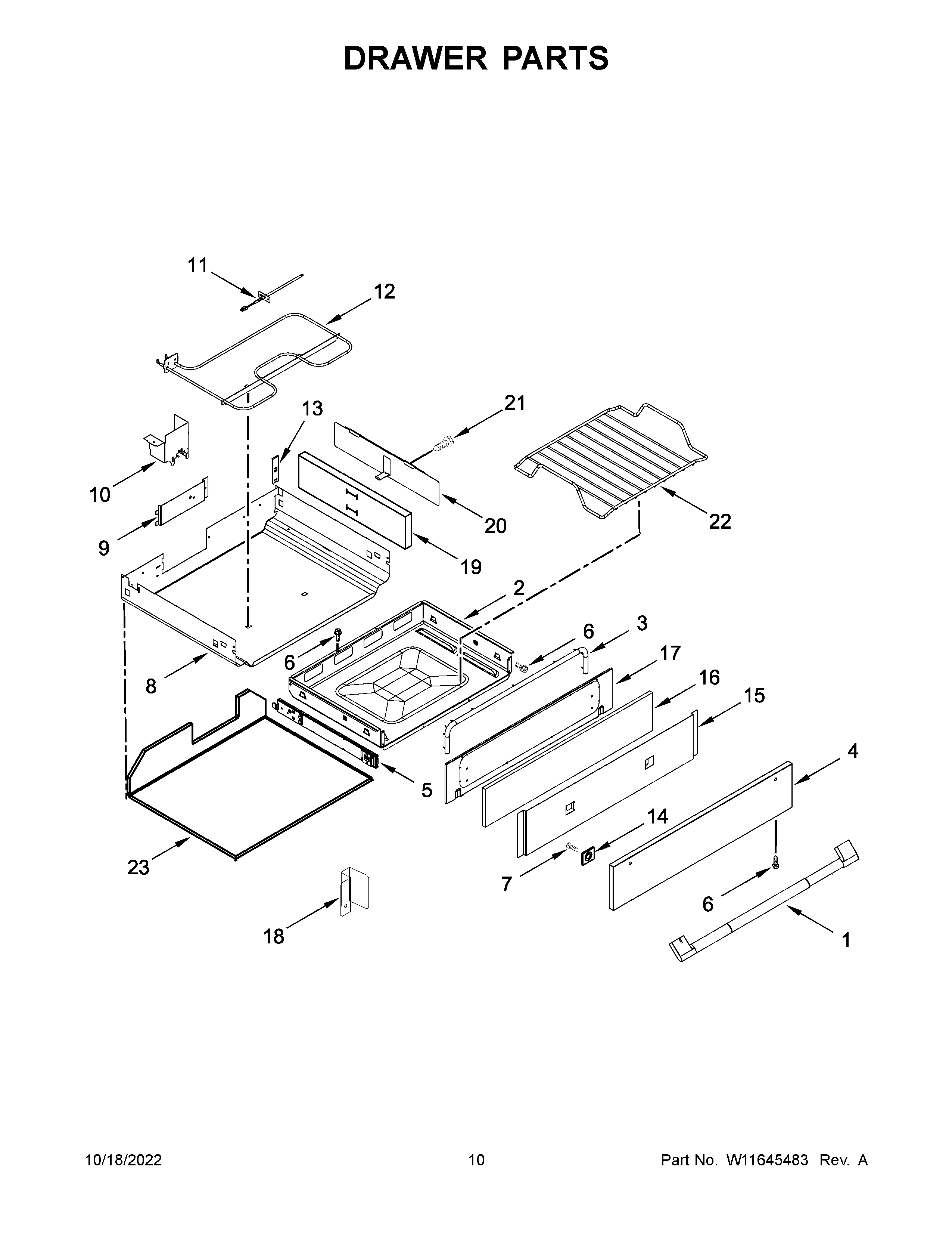 KitchenAid JGS1450ML0 drawer parts diagram
