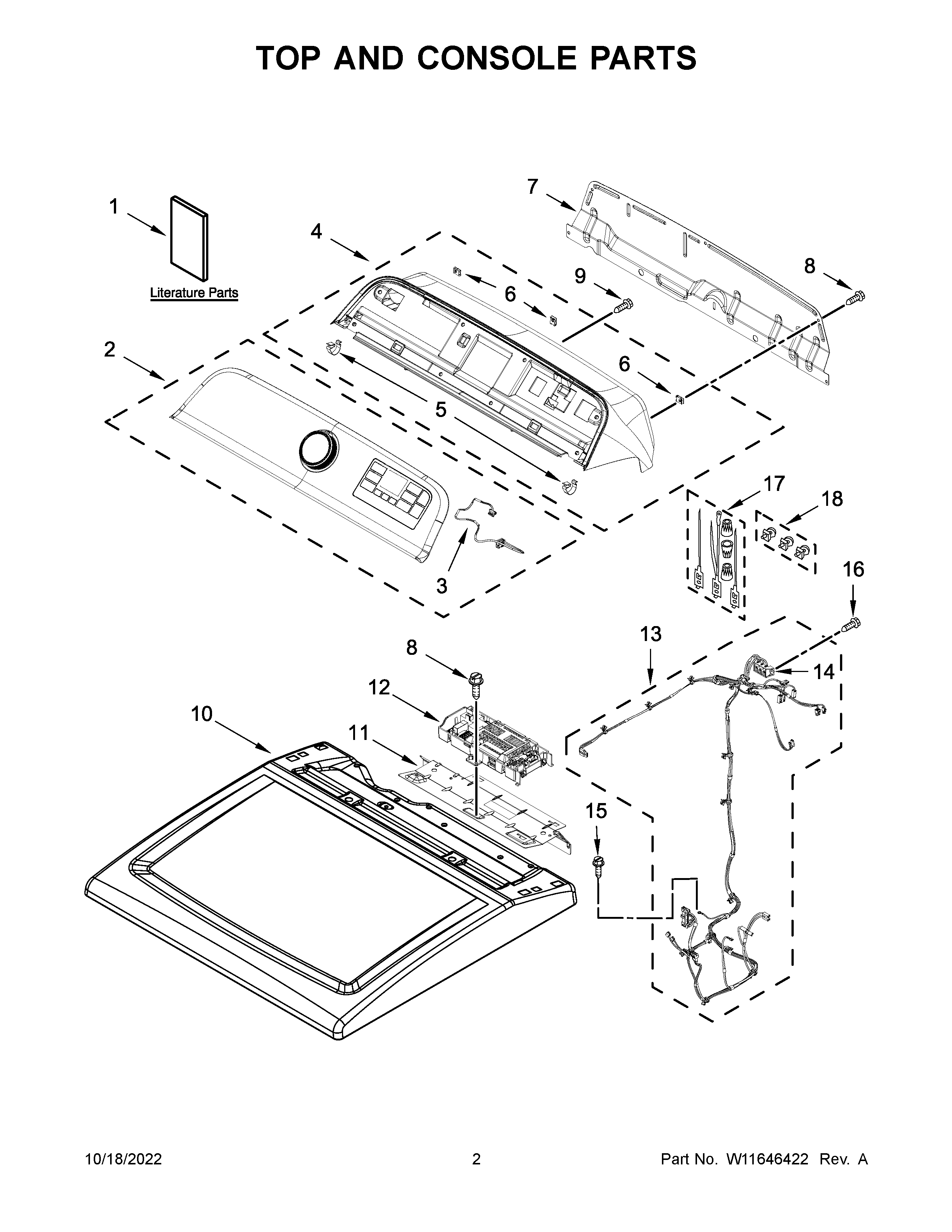 Maytag MED7230HW3 top and console parts diagram