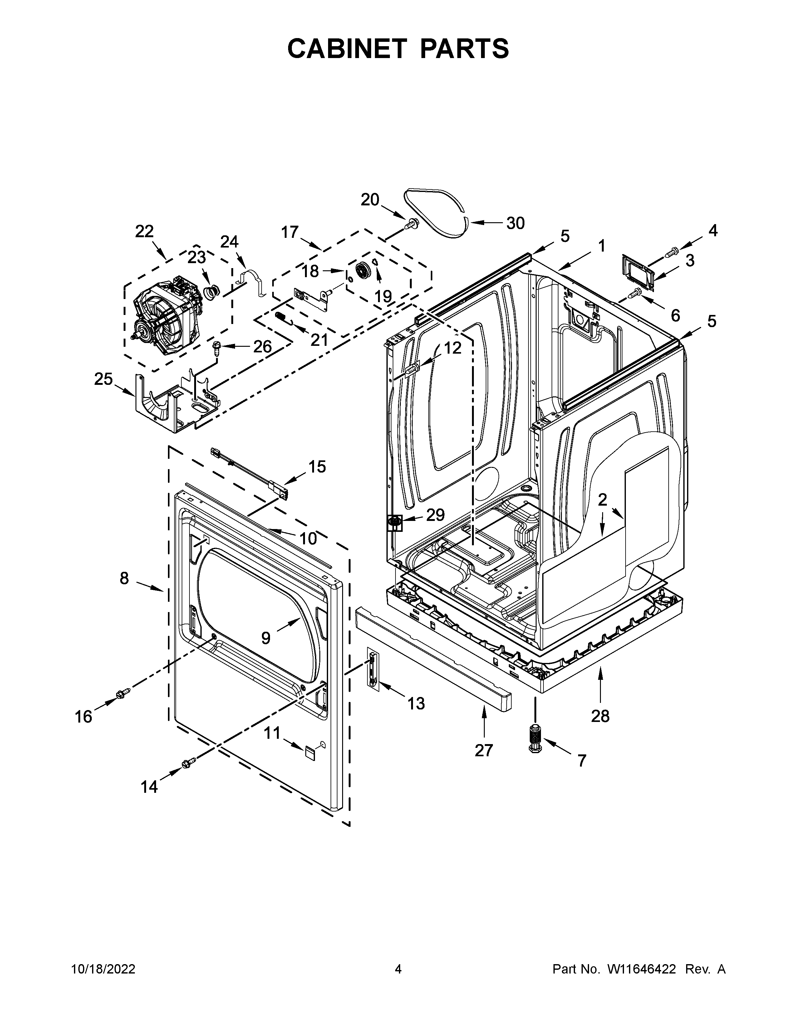 Maytag MED7230HW3 cabinet parts diagram