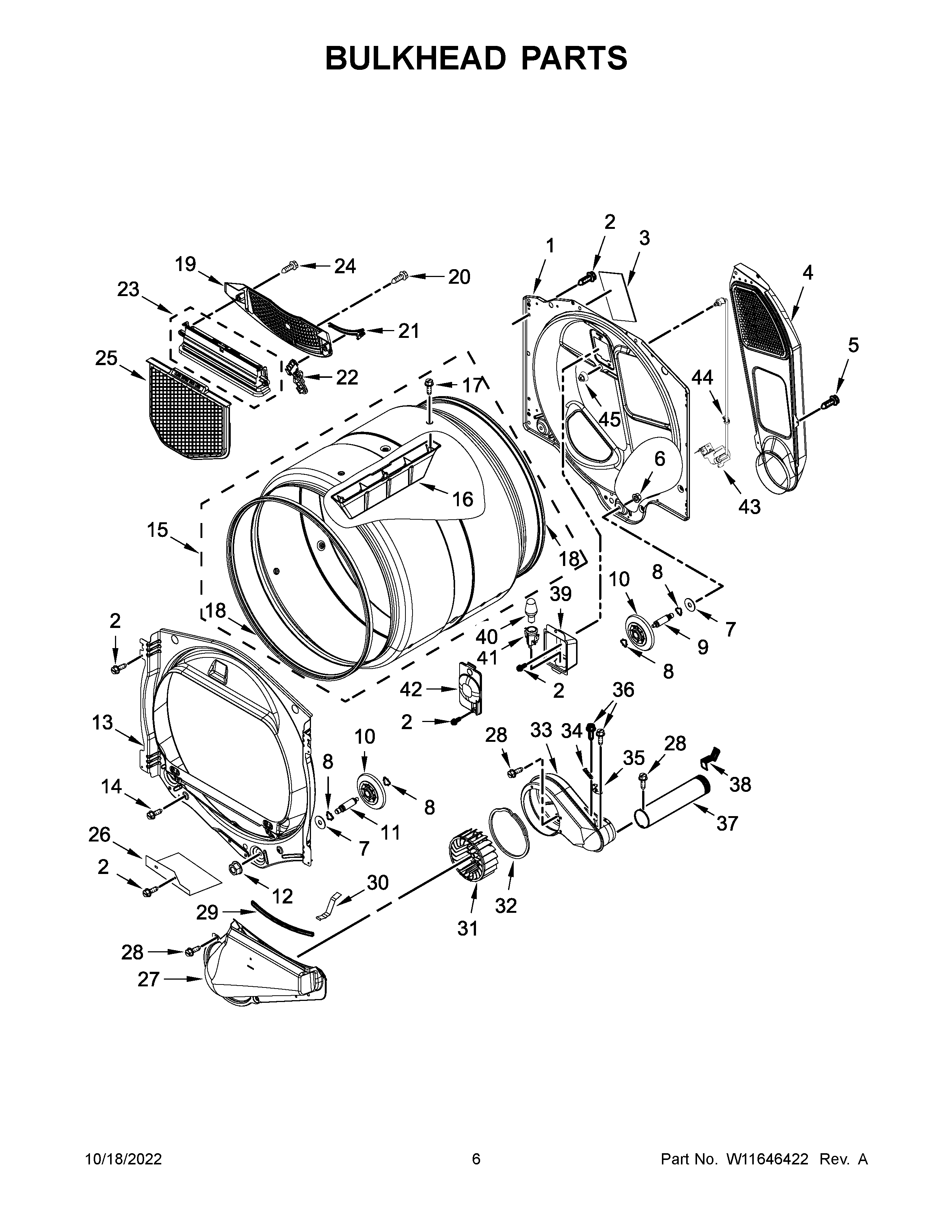 Maytag MED7230HW3 bulkhead parts diagram
