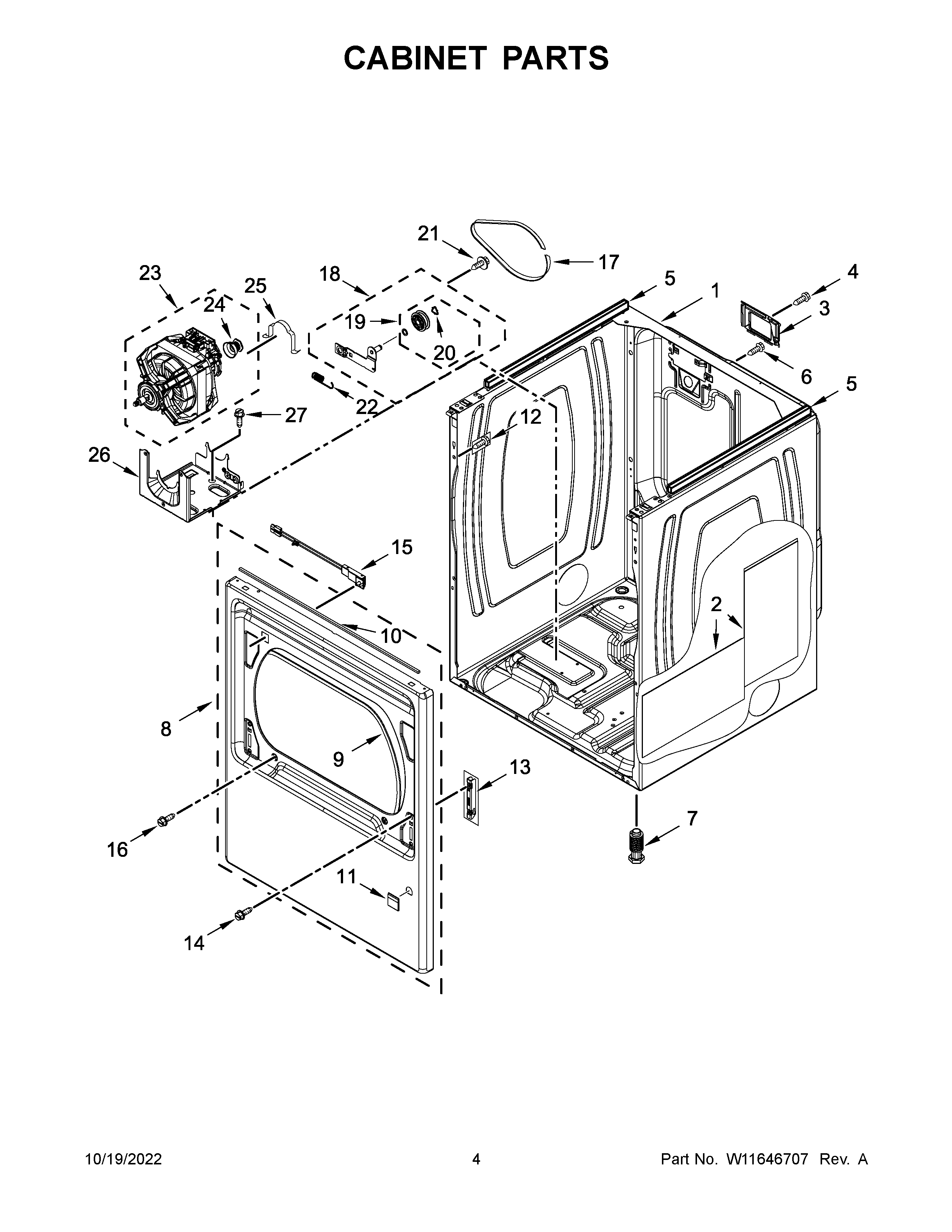 Maytag MED6230RHW3 cabinet parts diagram