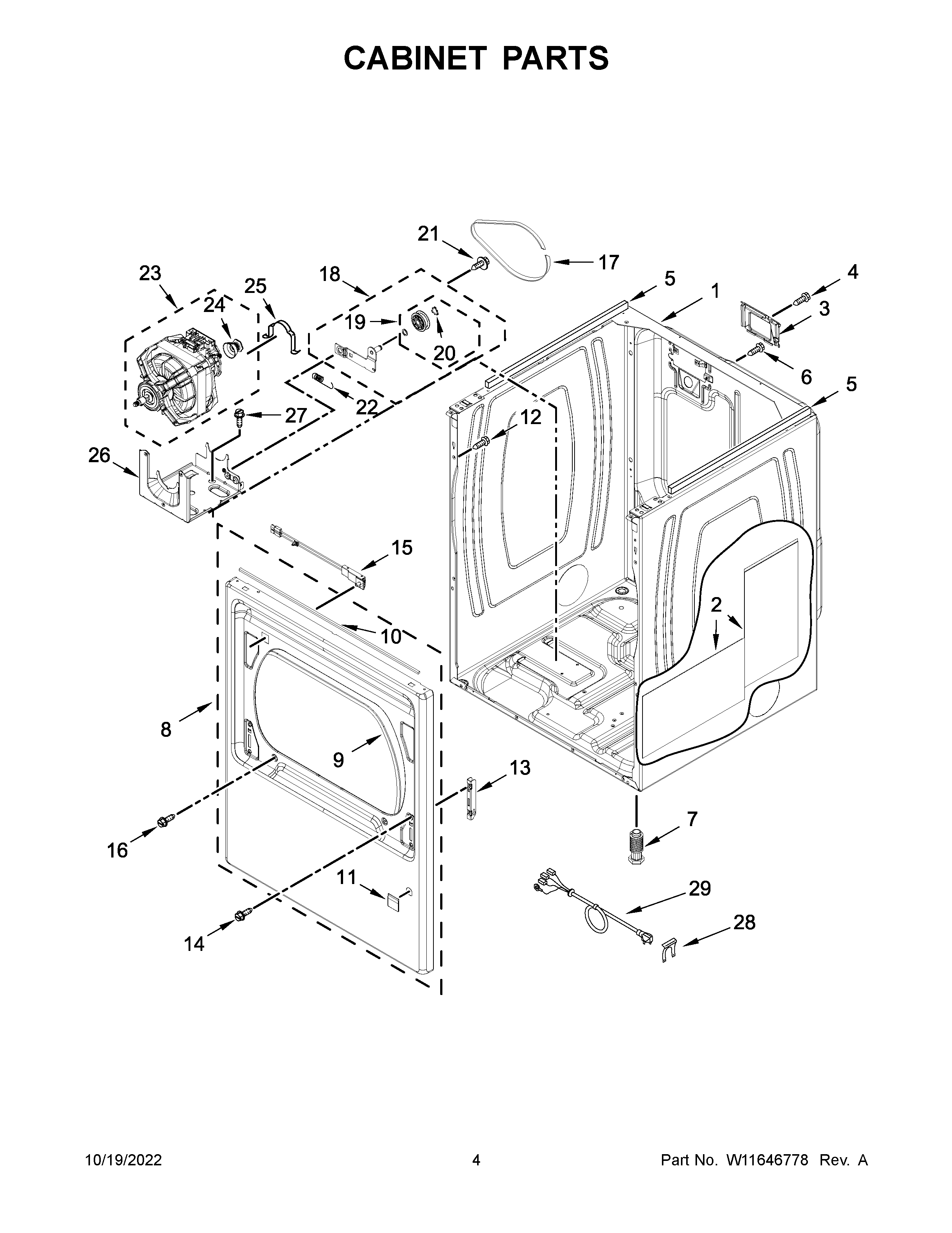 Maytag YMED6230HC3 cabinet parts diagram