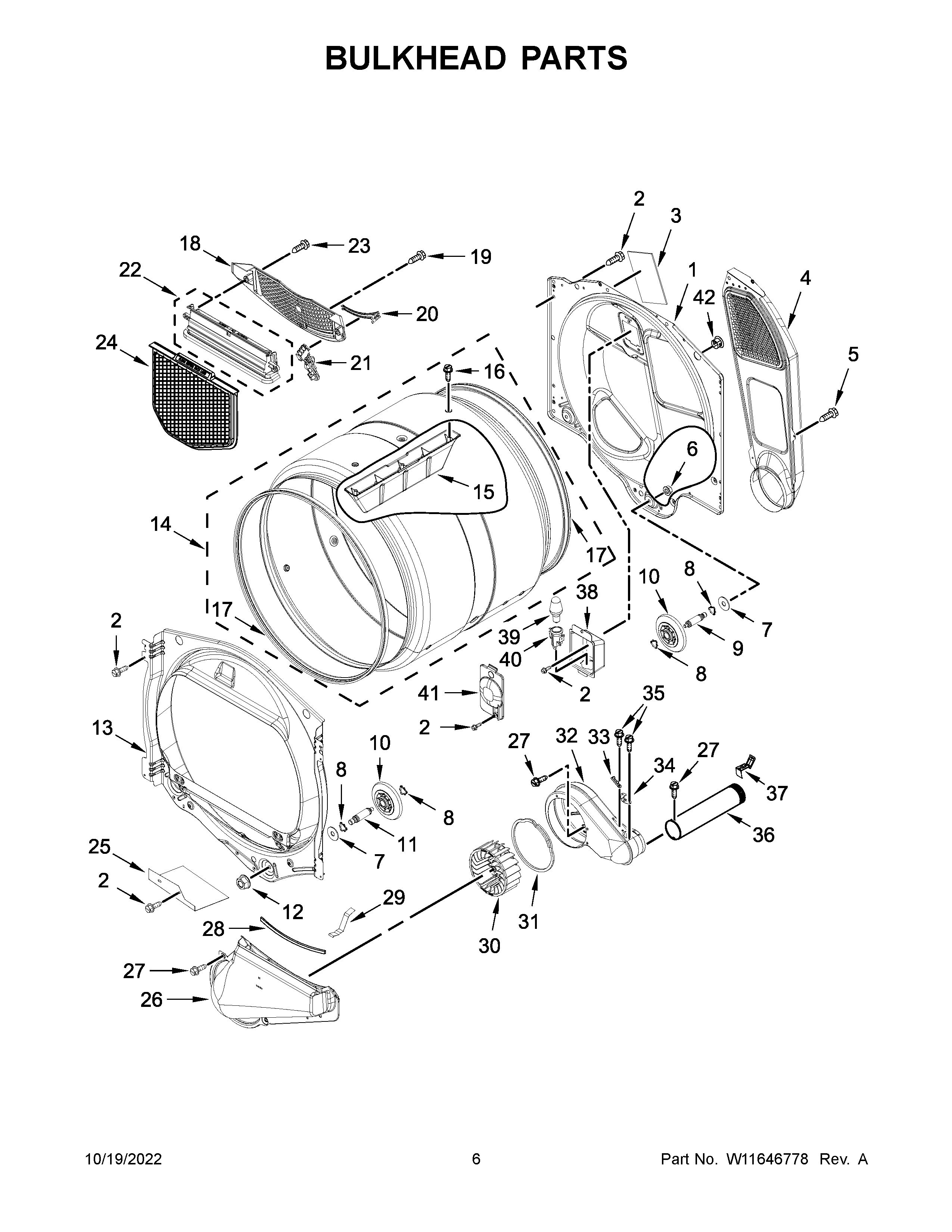 Maytag YMED6230HC3 bulkhead parts diagram