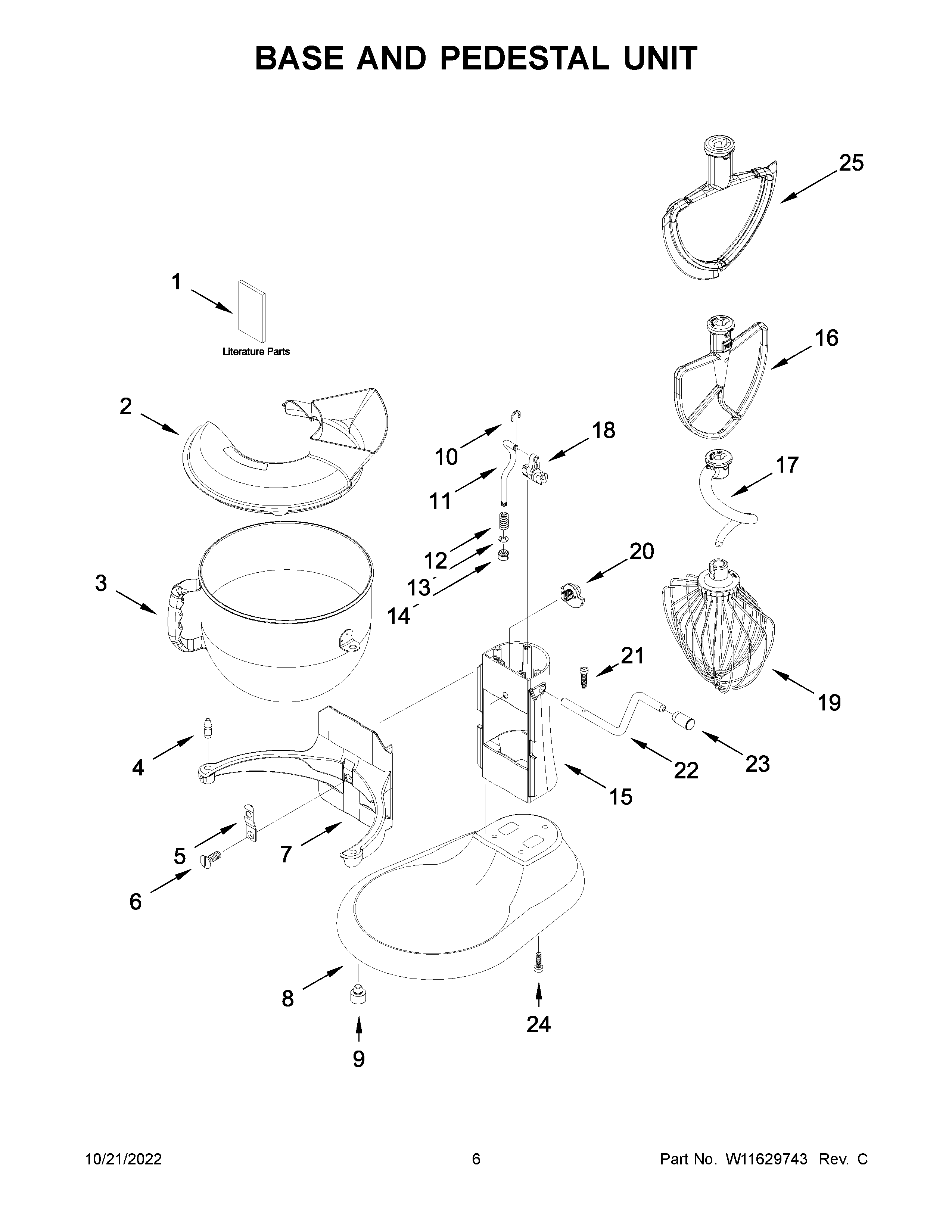 KitchenAid 5KSM70SHXEOB0 base and pedestal unit diagram