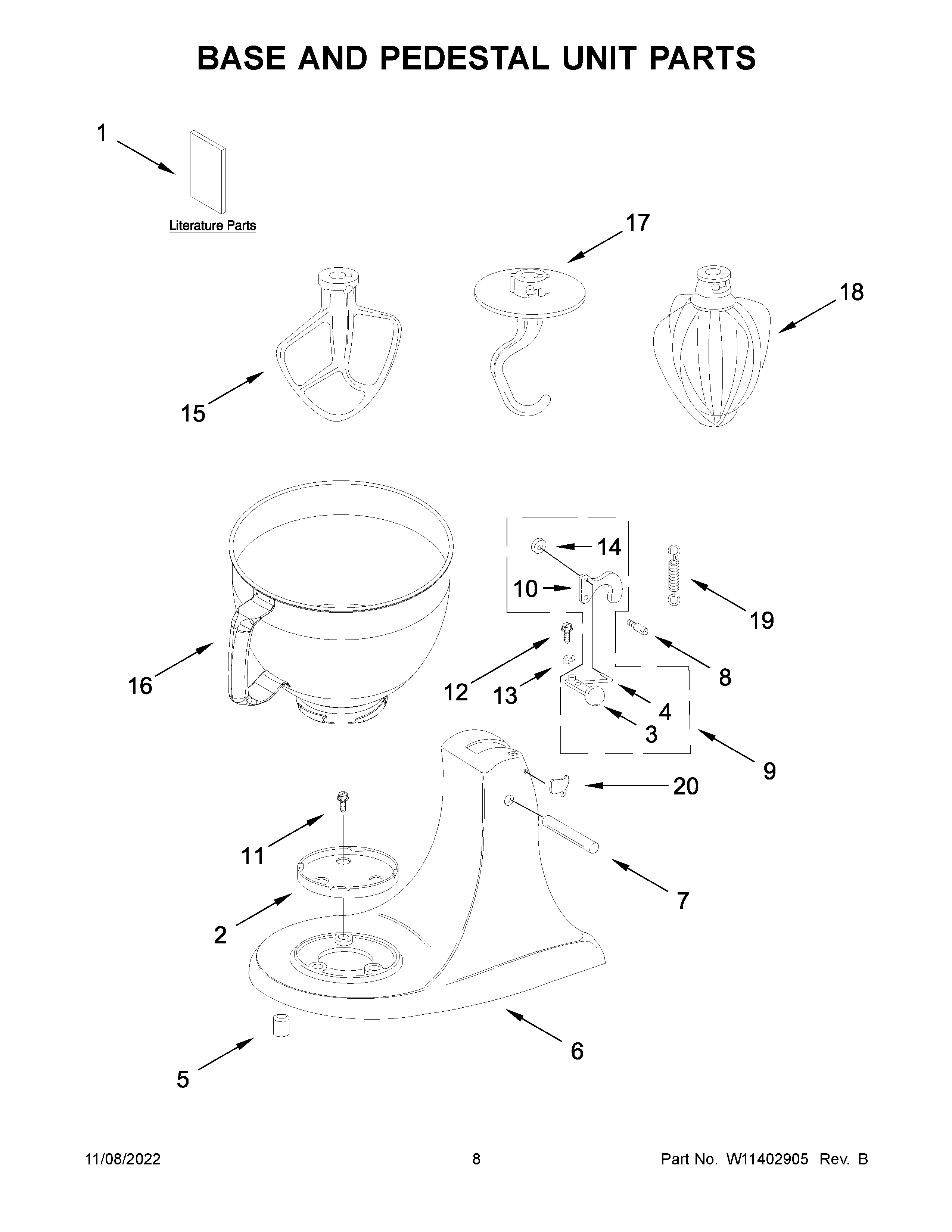 KitchenAid 5KSM156HMBLM4 base and pedestal unit parts diagram