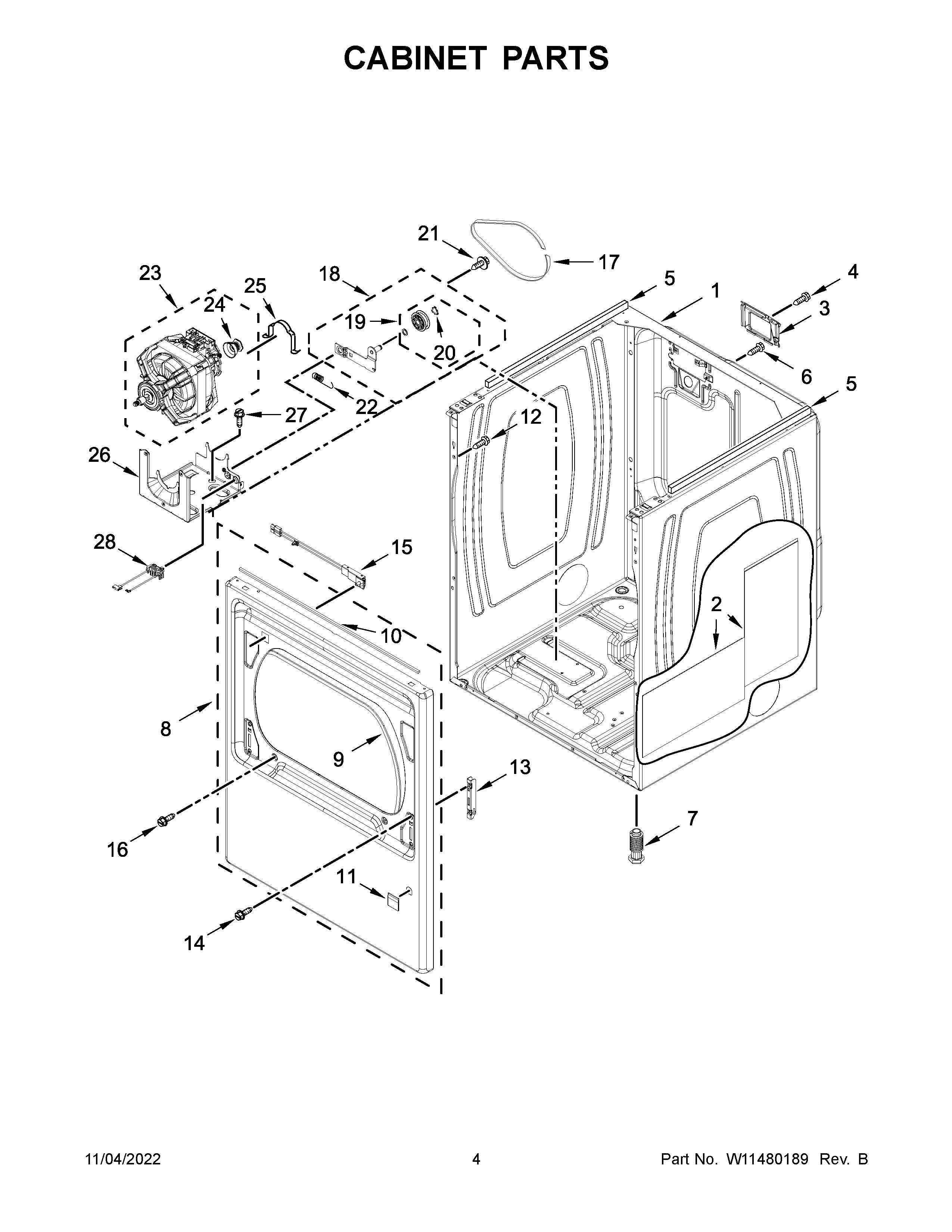 Maytag MED6230RHW1 cabinet parts diagram