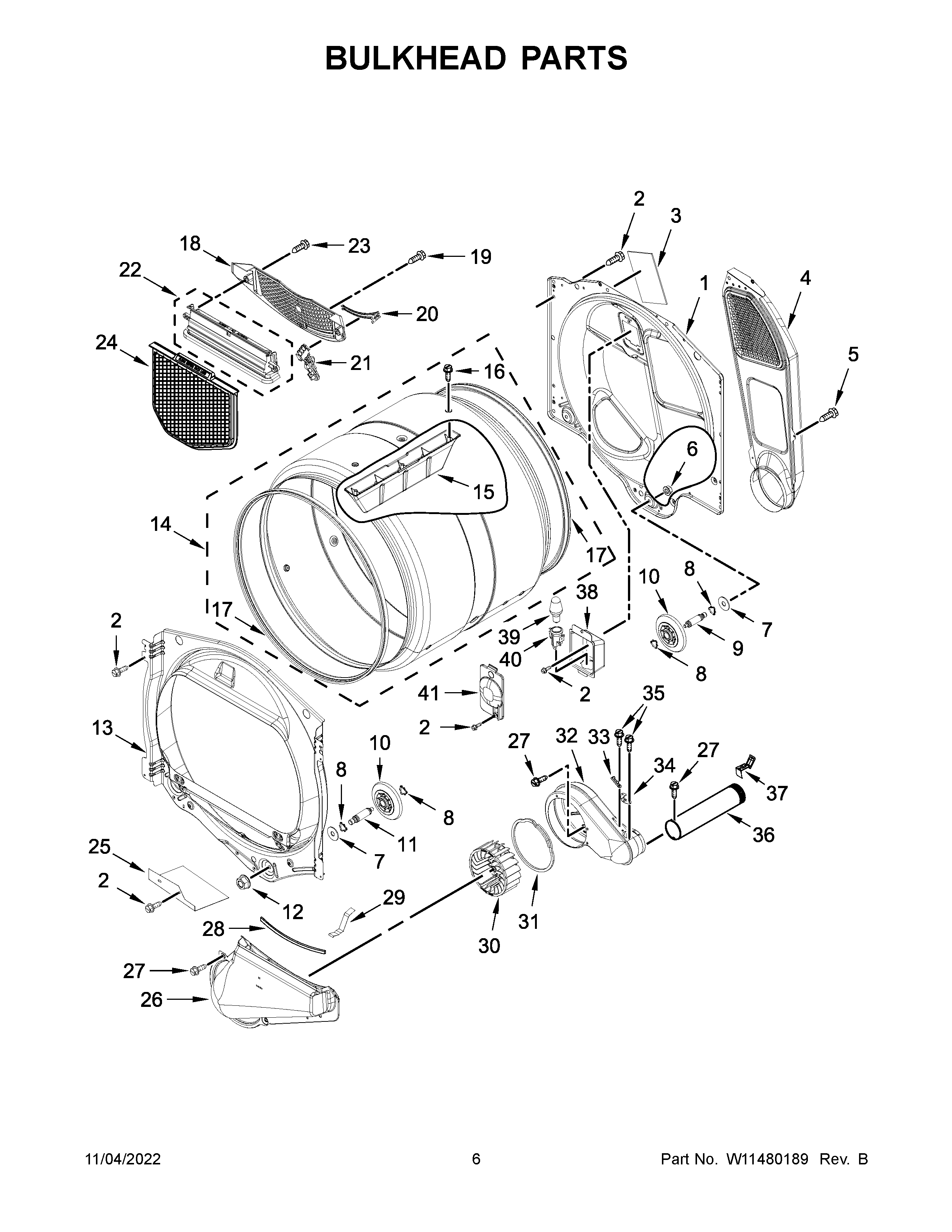 Maytag MED6230RHW1 bulkhead parts diagram