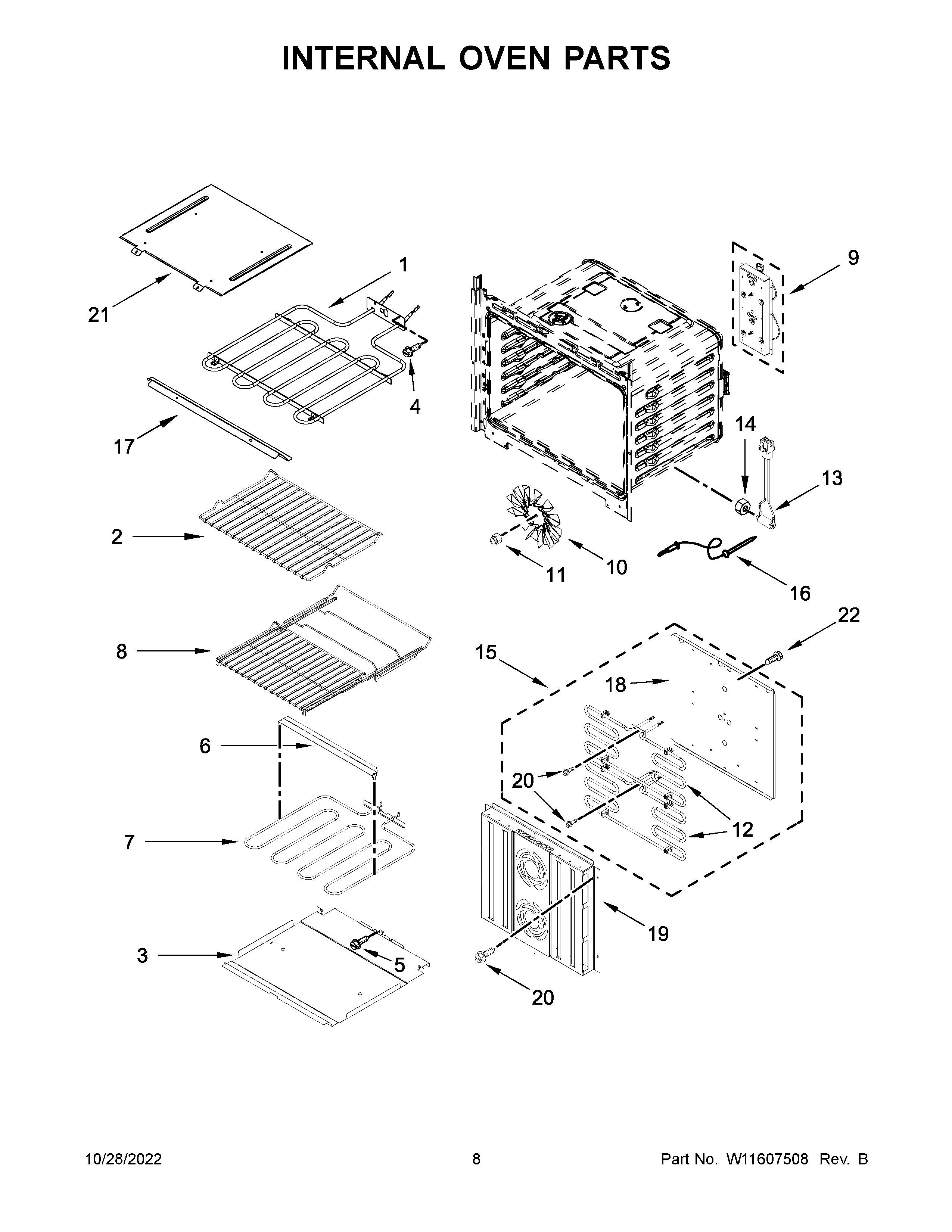 Jenn-Air JMW3430LM00 internal oven parts diagram