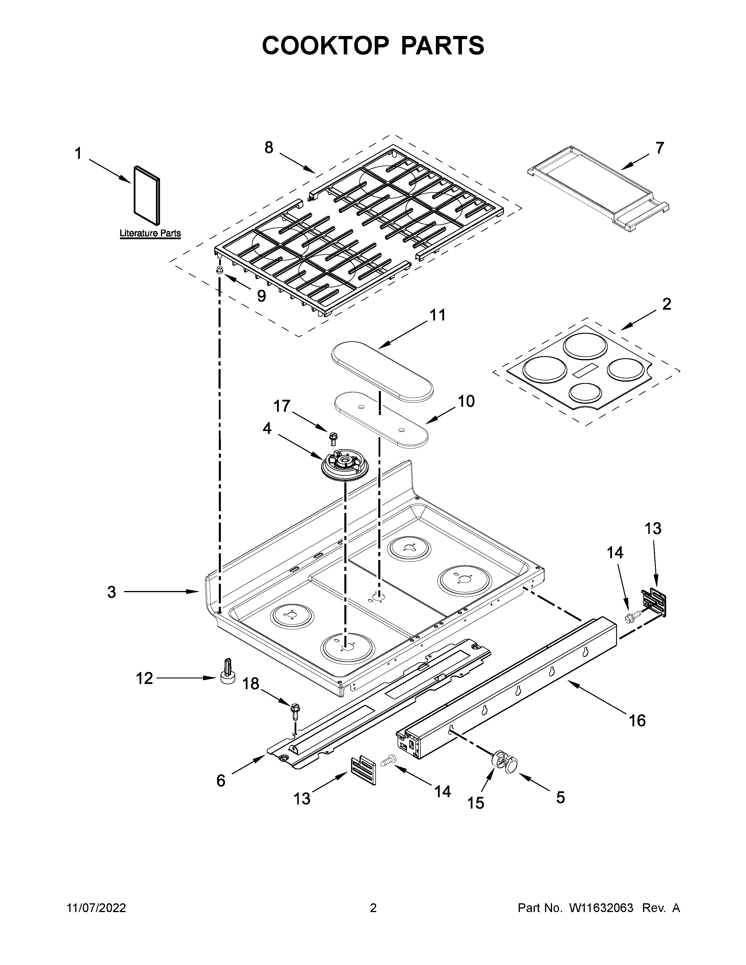 KitchenAid KFGD500ESS10 cooktop parts diagram